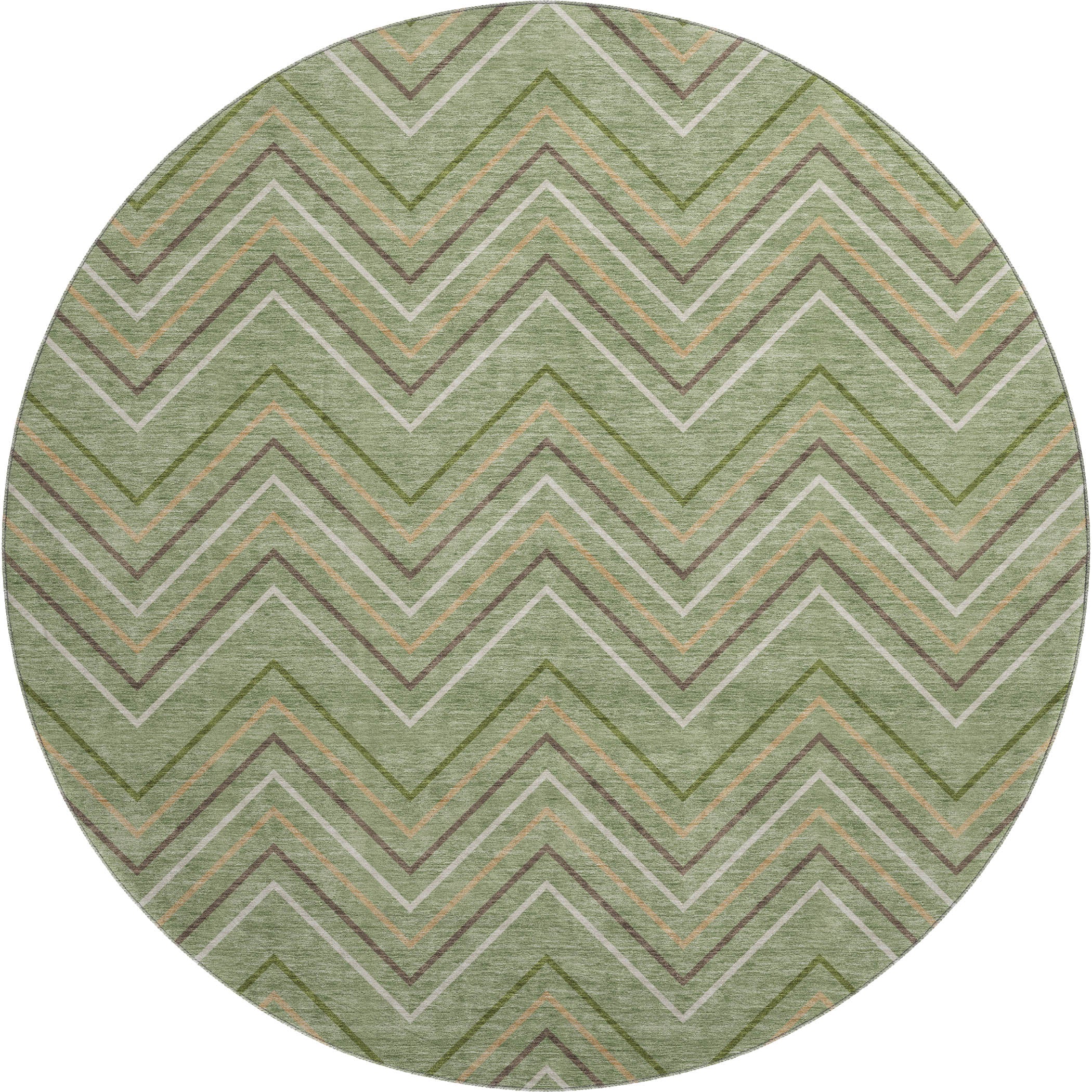 Mostar Machine Washable Transitional Green Rug 8' x 8' #shape_Round