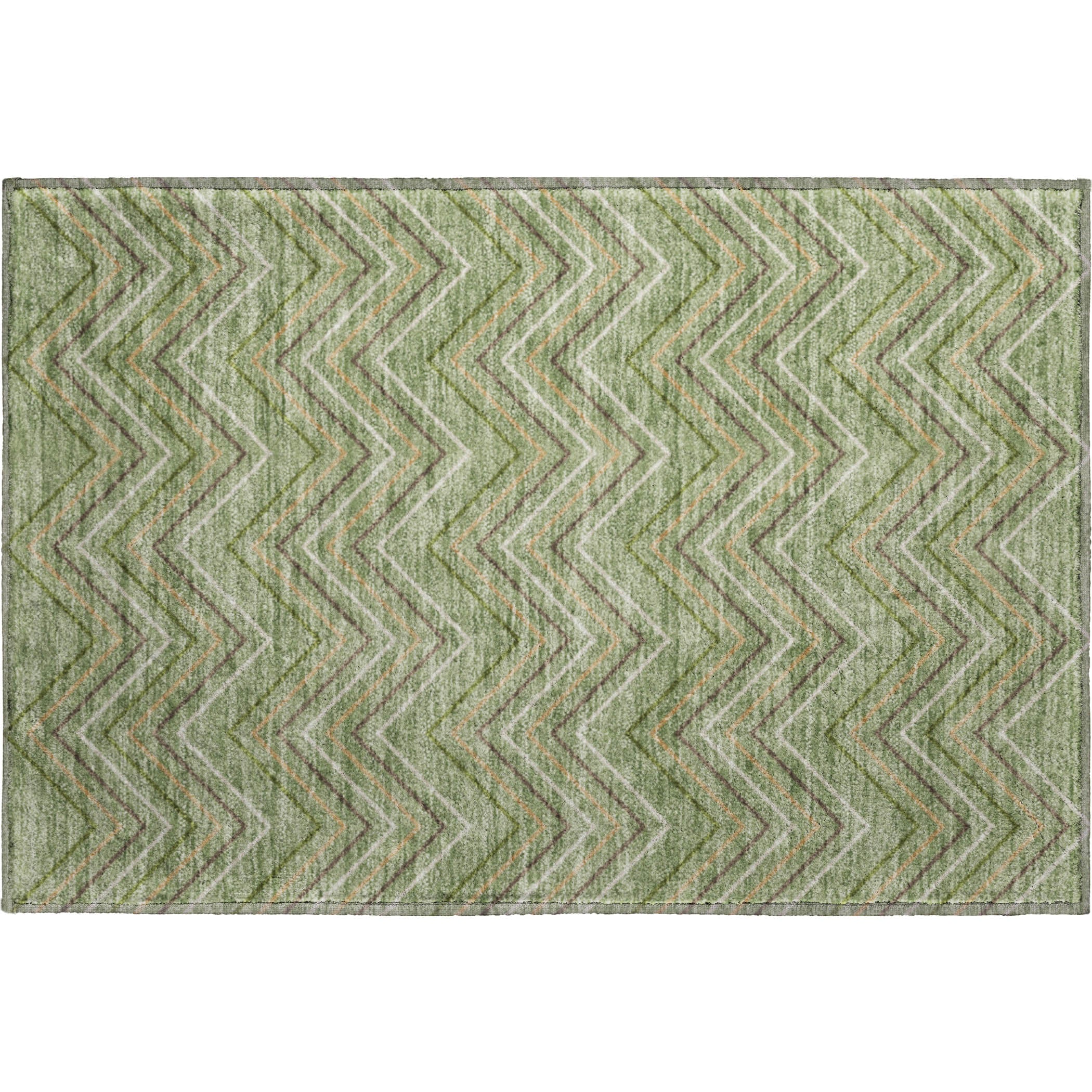 Mostar Machine Washable Transitional Green Rug 1'8" x 2'6" #shape_Rectangle