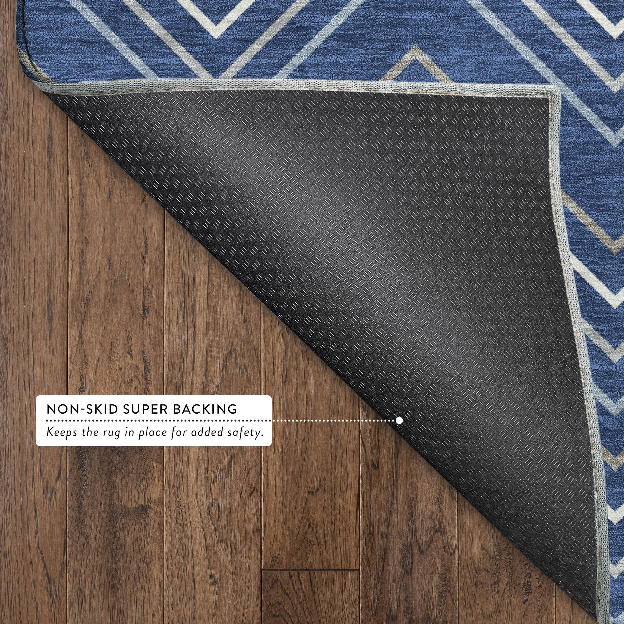Mostar Machine Washable Traditional Navy Blue Rug 1'8" x 2'6" #shape_Rectangle
