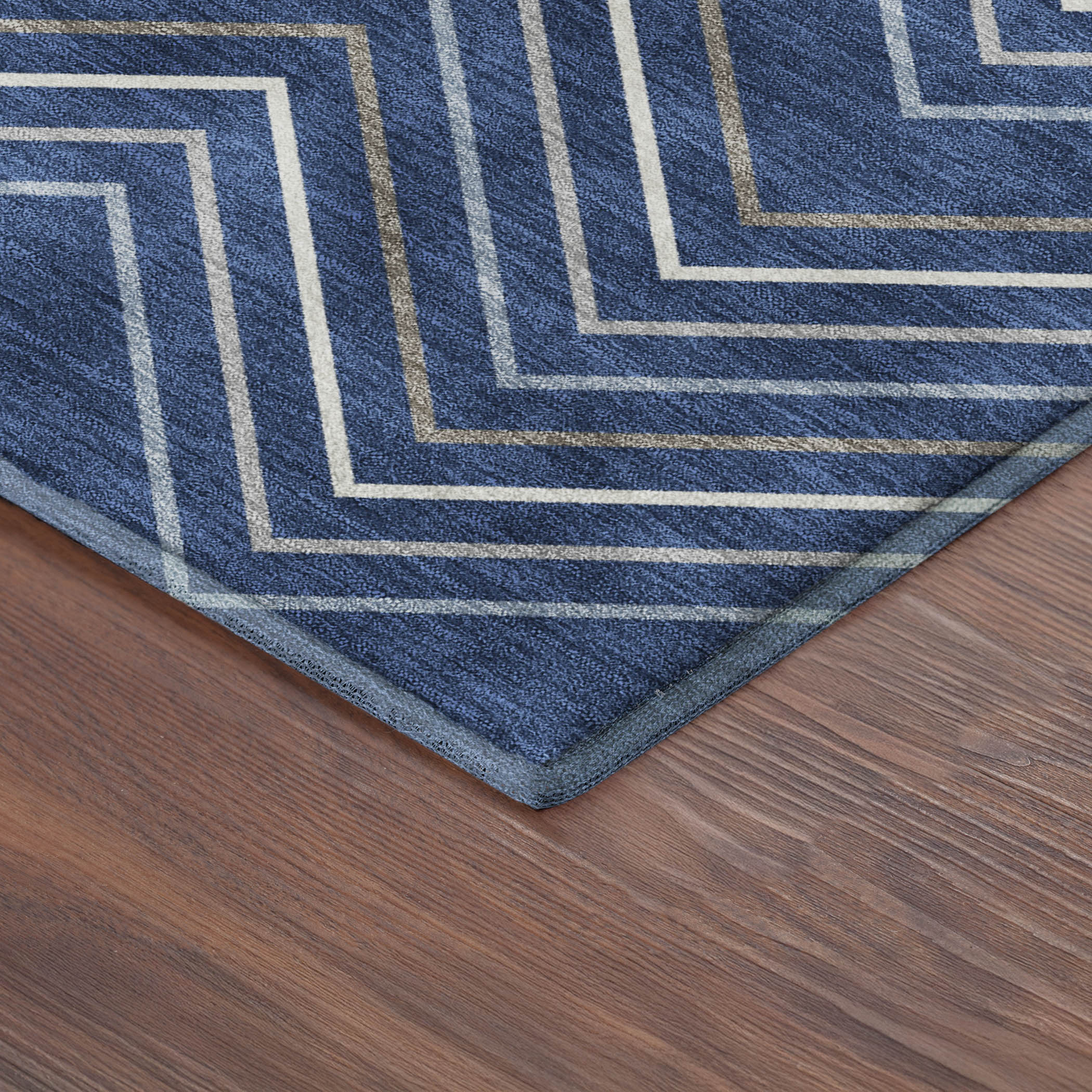 Mostar Machine Washable Traditional Navy Blue Rug 1'8" x 2'6" #shape_Rectangle