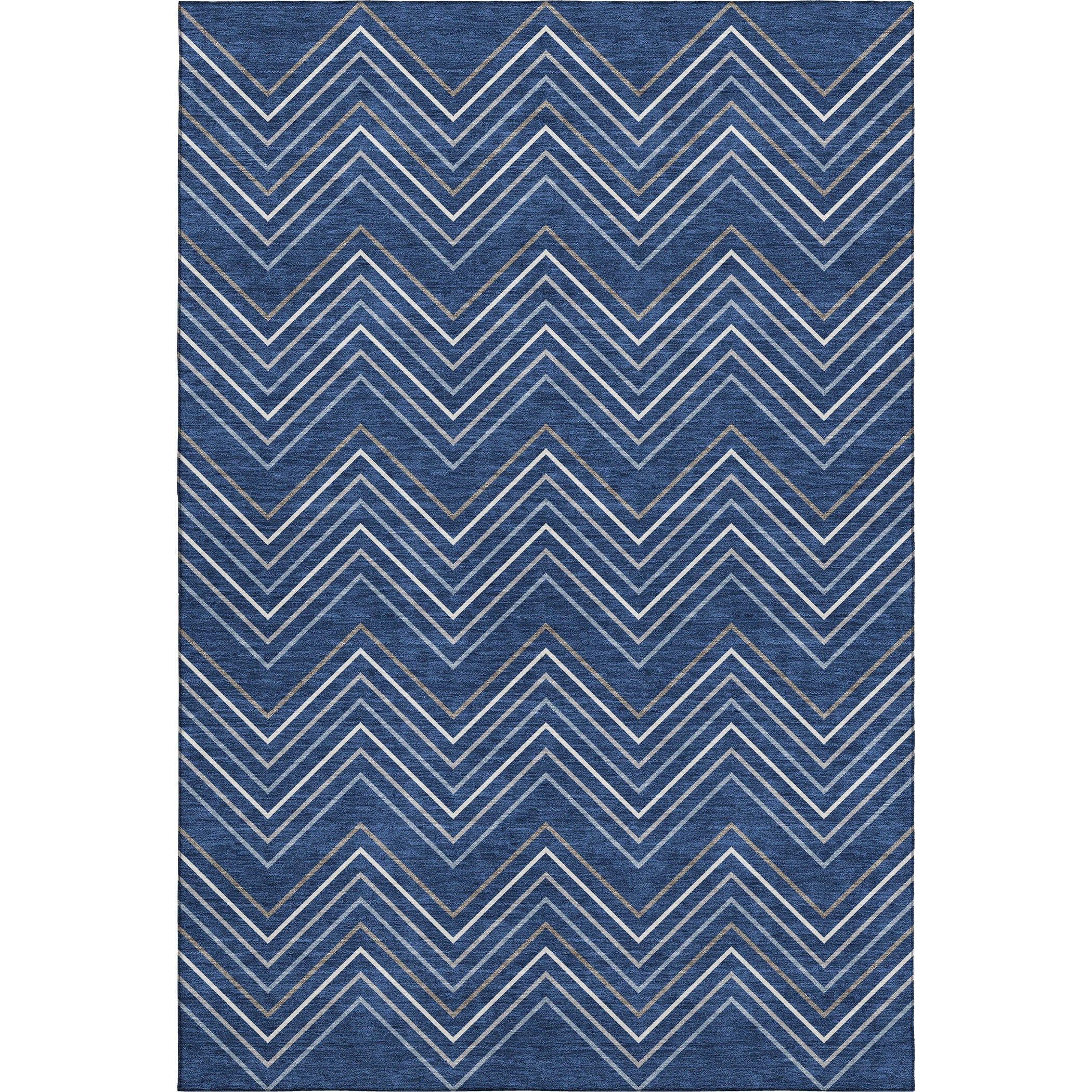 Mostar Machine Washable Traditional Navy Blue Rug 3' x 5' #shape_Rectangle