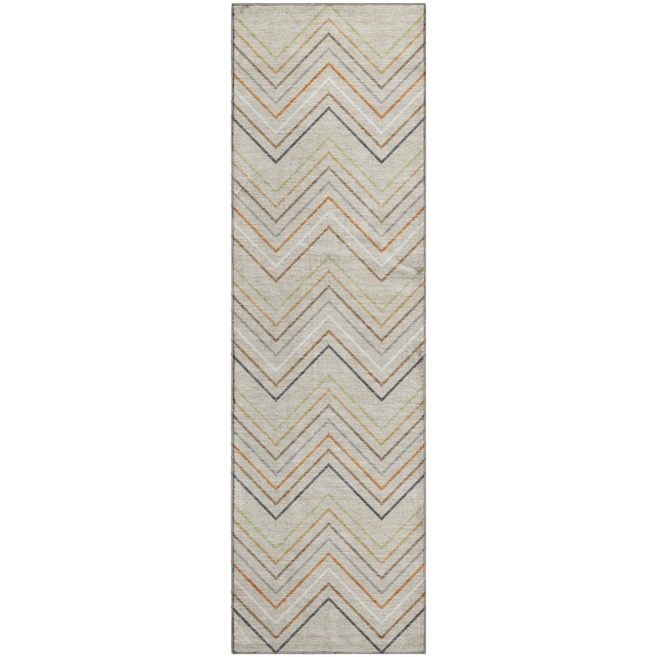 Santorini Machine Washable Traditional Beige Brown Rug 2'3" x 7'6" #shape_Runner