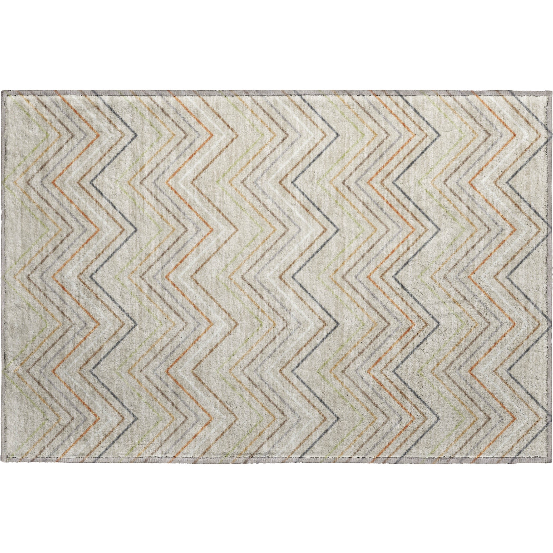 Santorini Machine Washable Traditional Beige Brown Rug 1'8" x 2'6" #shape_Rectangle