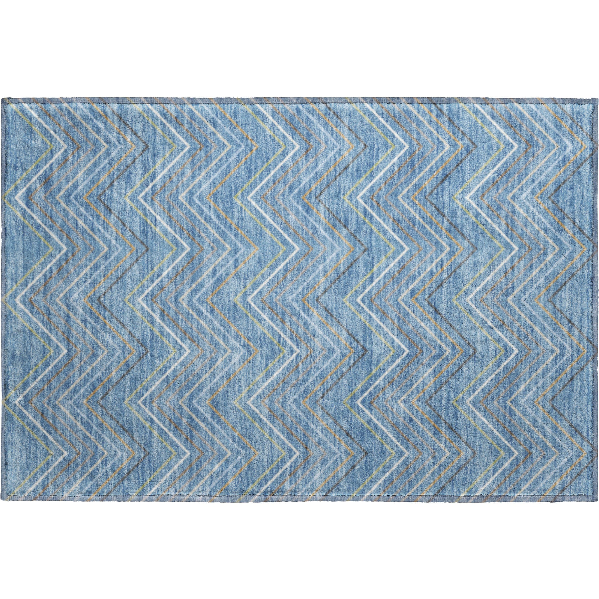 Santorini Machine Washable Traditional Blue Rug 1'8" x 2'6" #shape_Rectangle