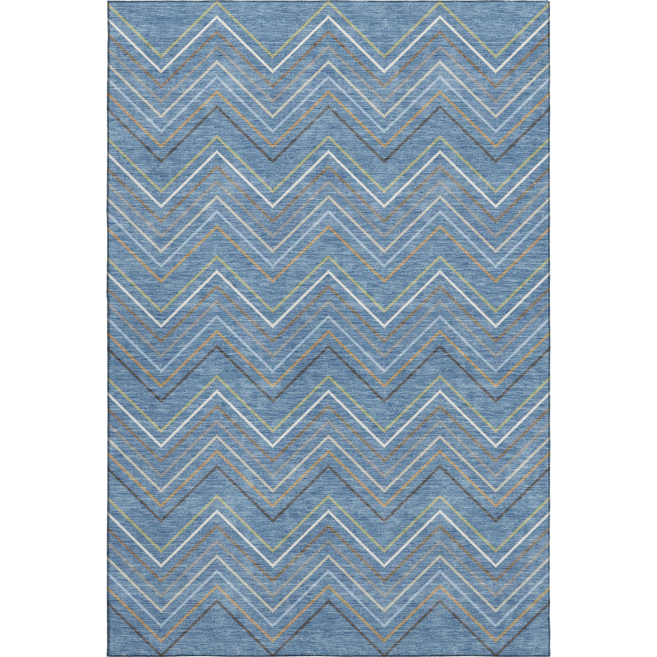 Santorini Machine Washable Traditional Blue Rug 3' x 5' #shape_Rectangle
