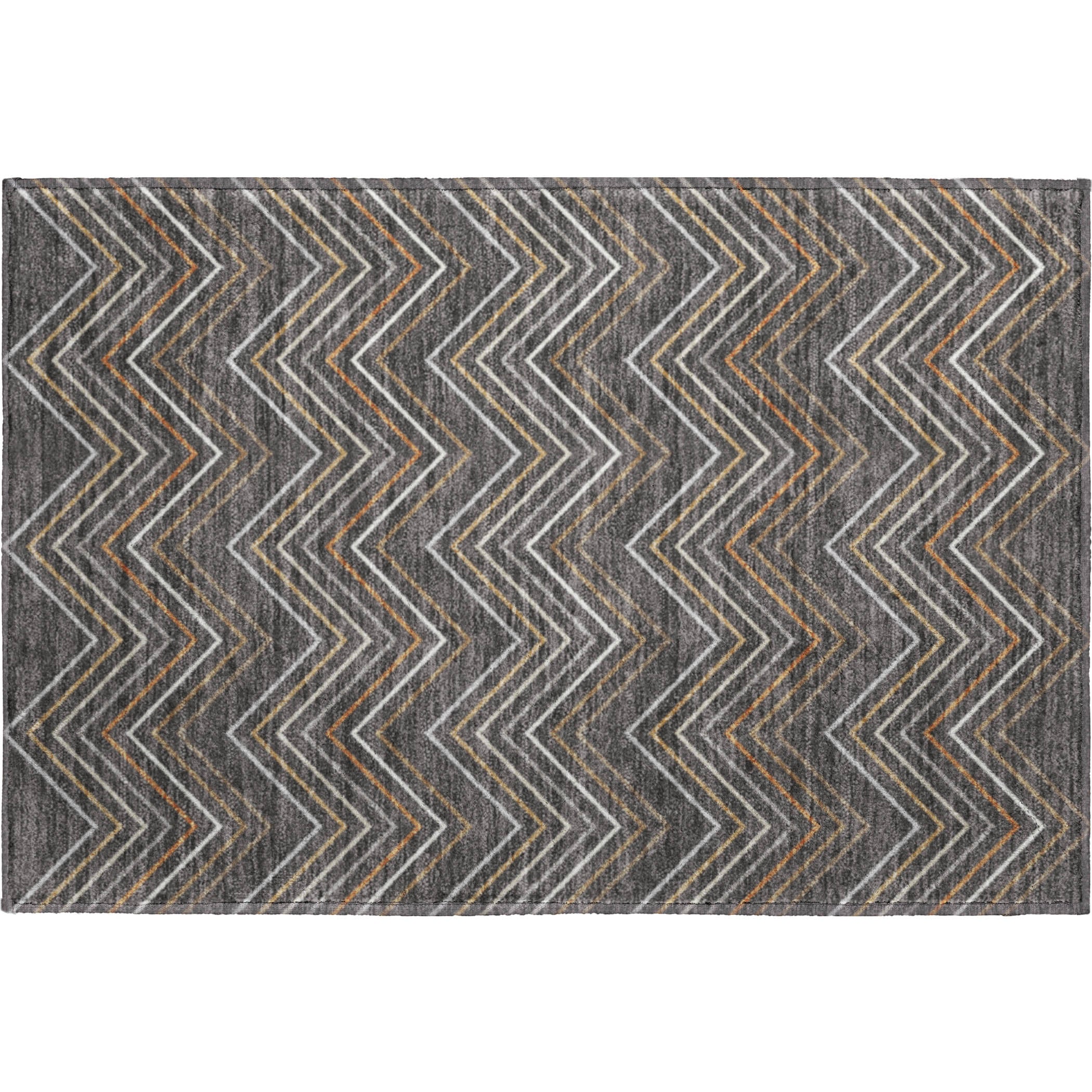 Santorini Machine Washable Traditional Charcoal Gray Rug 1'8" x 2'6" #shape_Rectangle