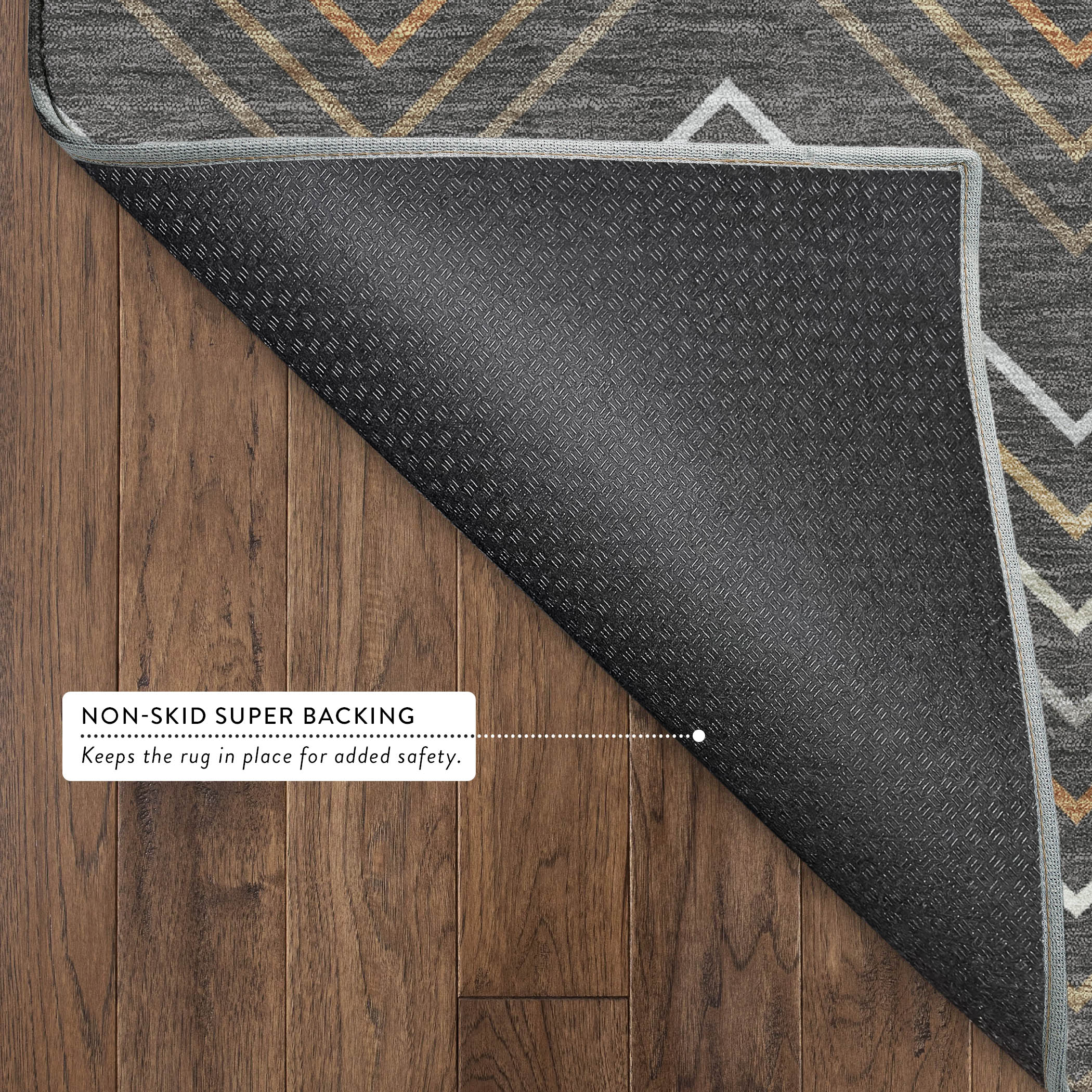 Santorini Machine Washable Traditional Charcoal Gray Rug 1'8" x 2'6" #shape_Rectangle