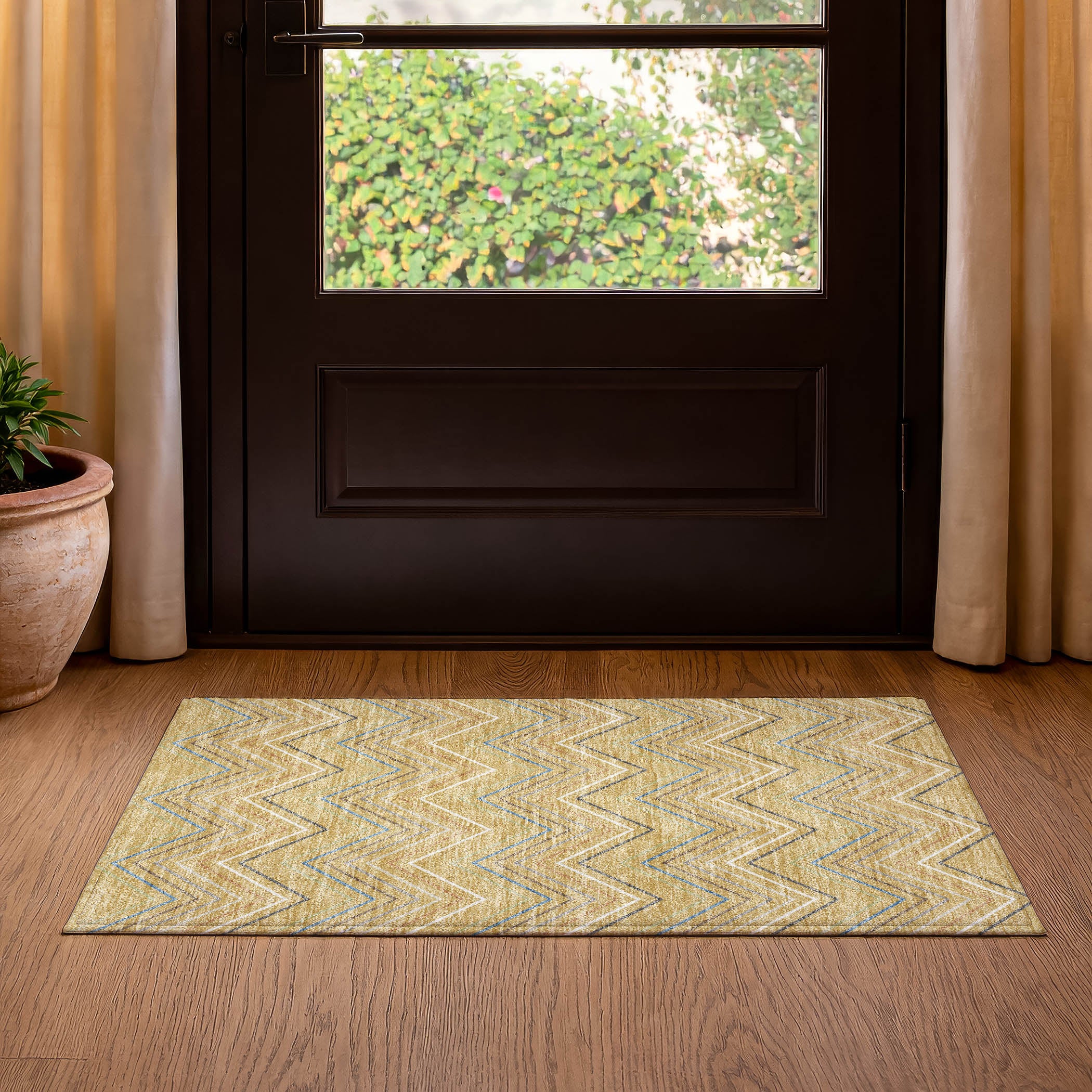 Santorini Machine Washable Traditional Gold Rug 1'8" x 2'6" #shape_Rectangle