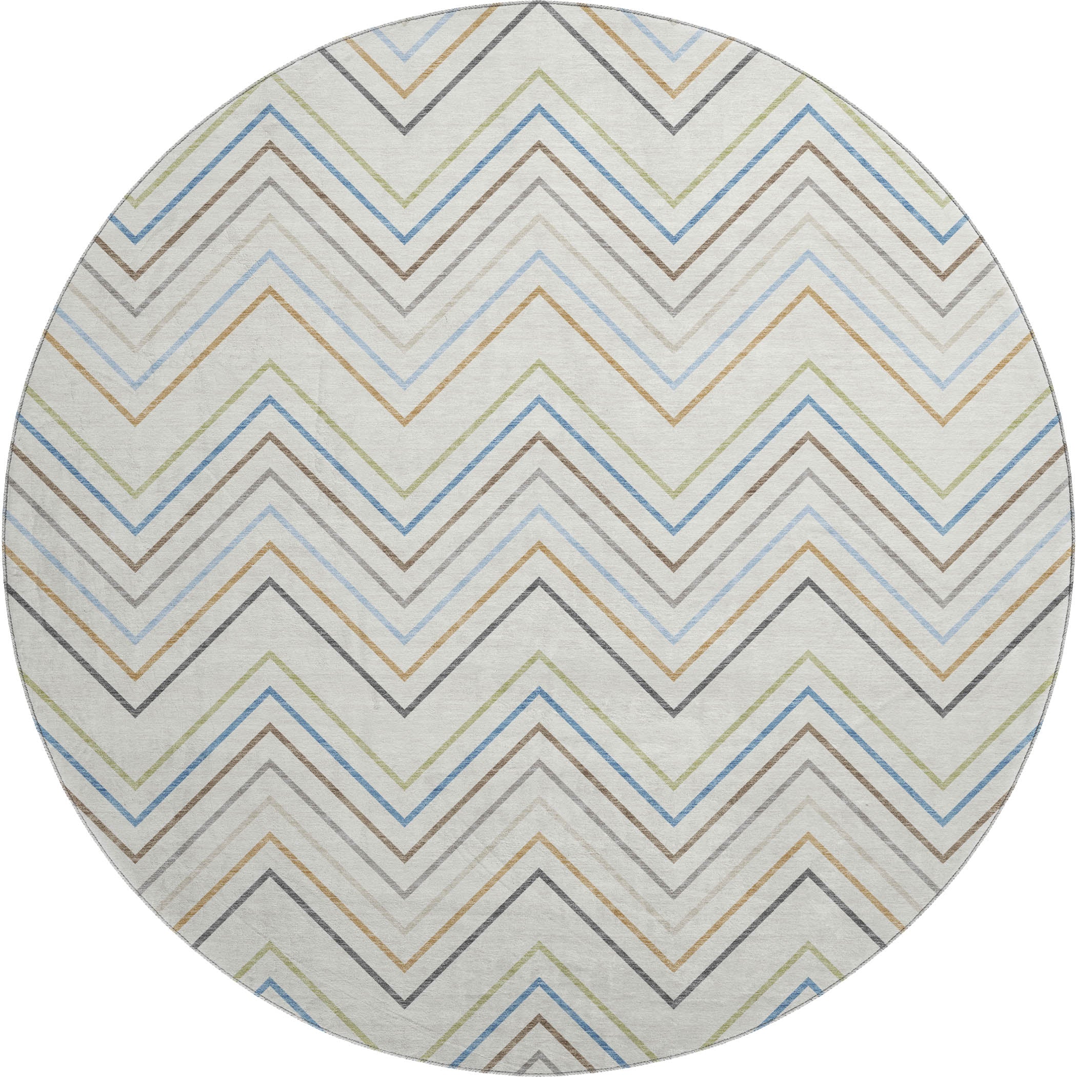 Santorini Machine Washable Traditional Ivory Rug 8' x 8' #shape_Round