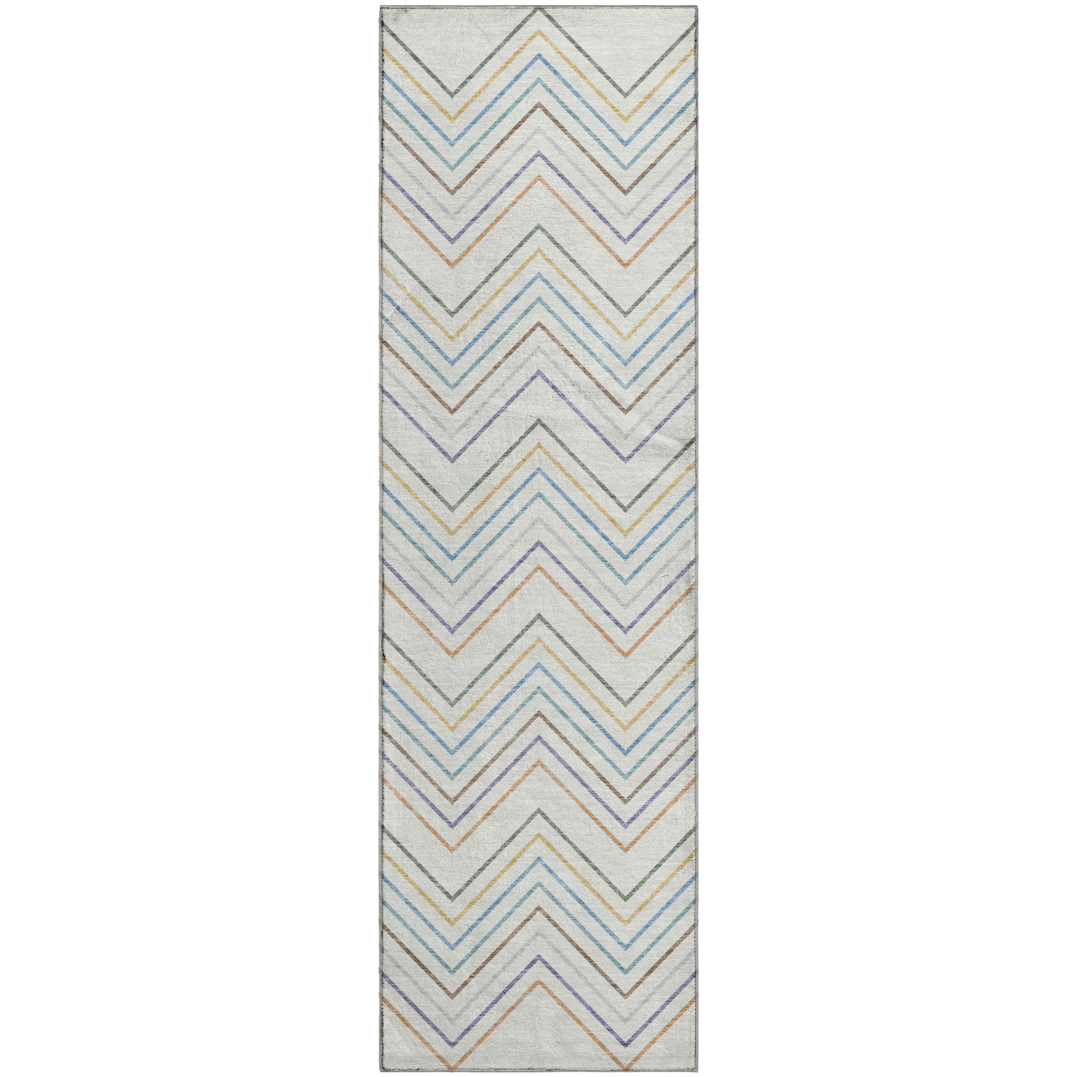 Santorini Machine Washable Transitional Seaside Multi Rug 2'3" x 7'6" #shape_Runner