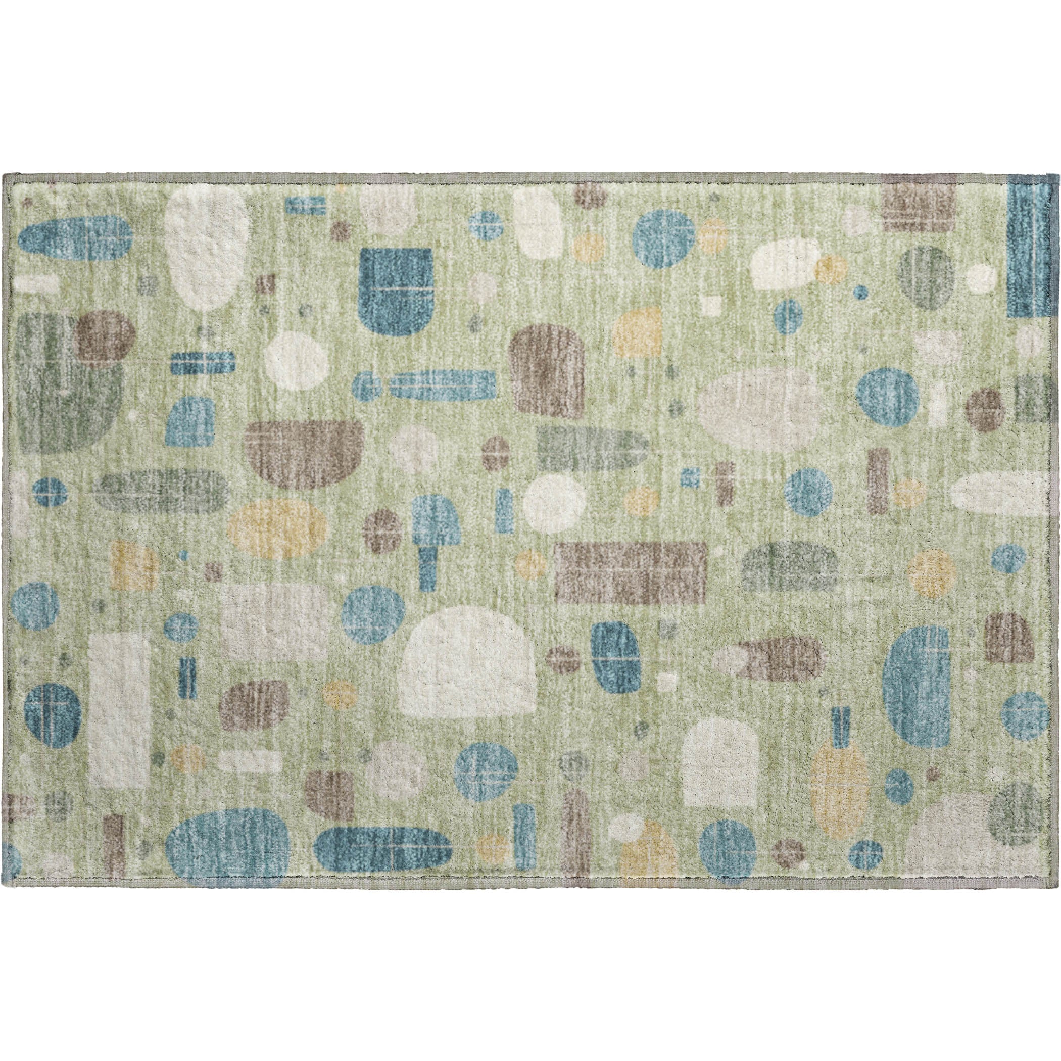 Sarajevo Machine Washable Transitional Aloe Green Rug 1'8" x 2'6" #shape_Rectangle