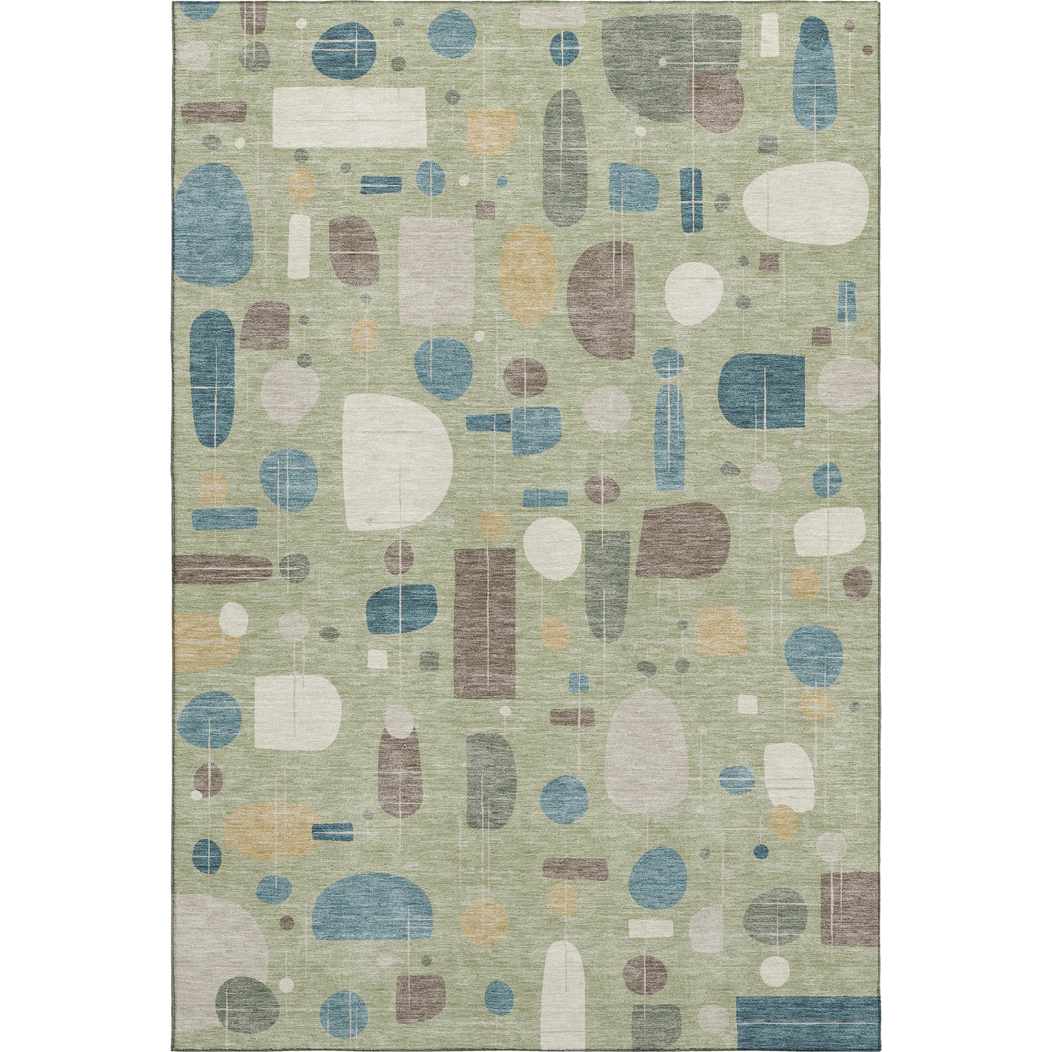 Sarajevo Machine Washable Transitional Aloe Green Rug 3' x 5' #shape_Rectangle
