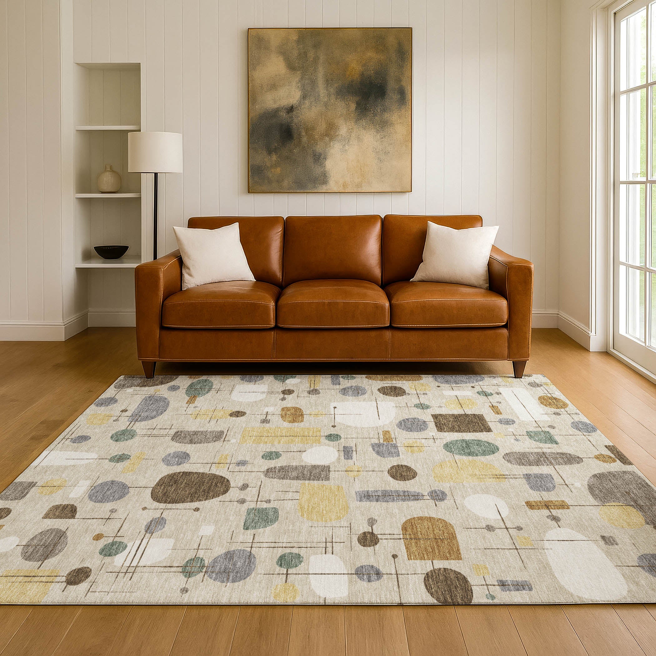 Sarajevo Machine Washable Transitional Beige Brown Rug 3' x 5' #shape_Rectangle