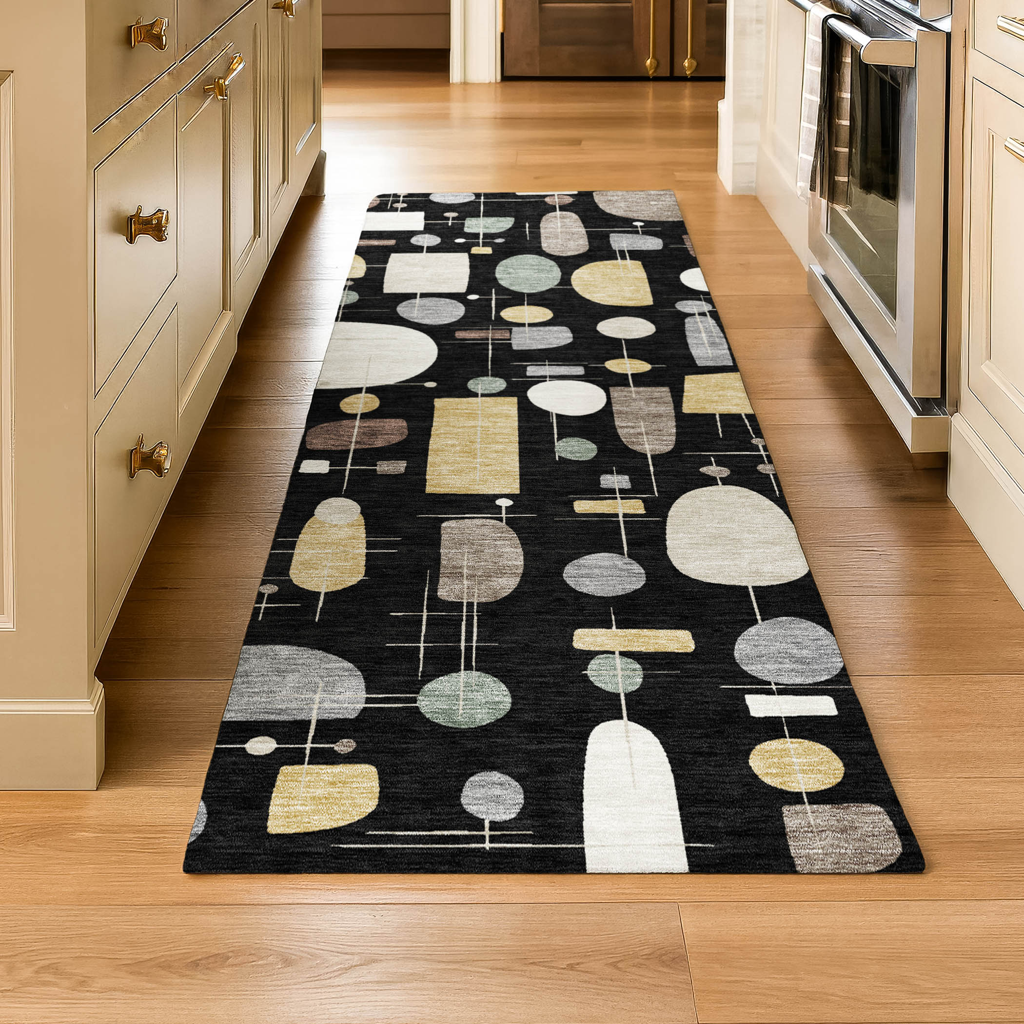 Sarajevo Machine Washable Transitional Black Rug 2'3" x 7'6" #shape_Runner