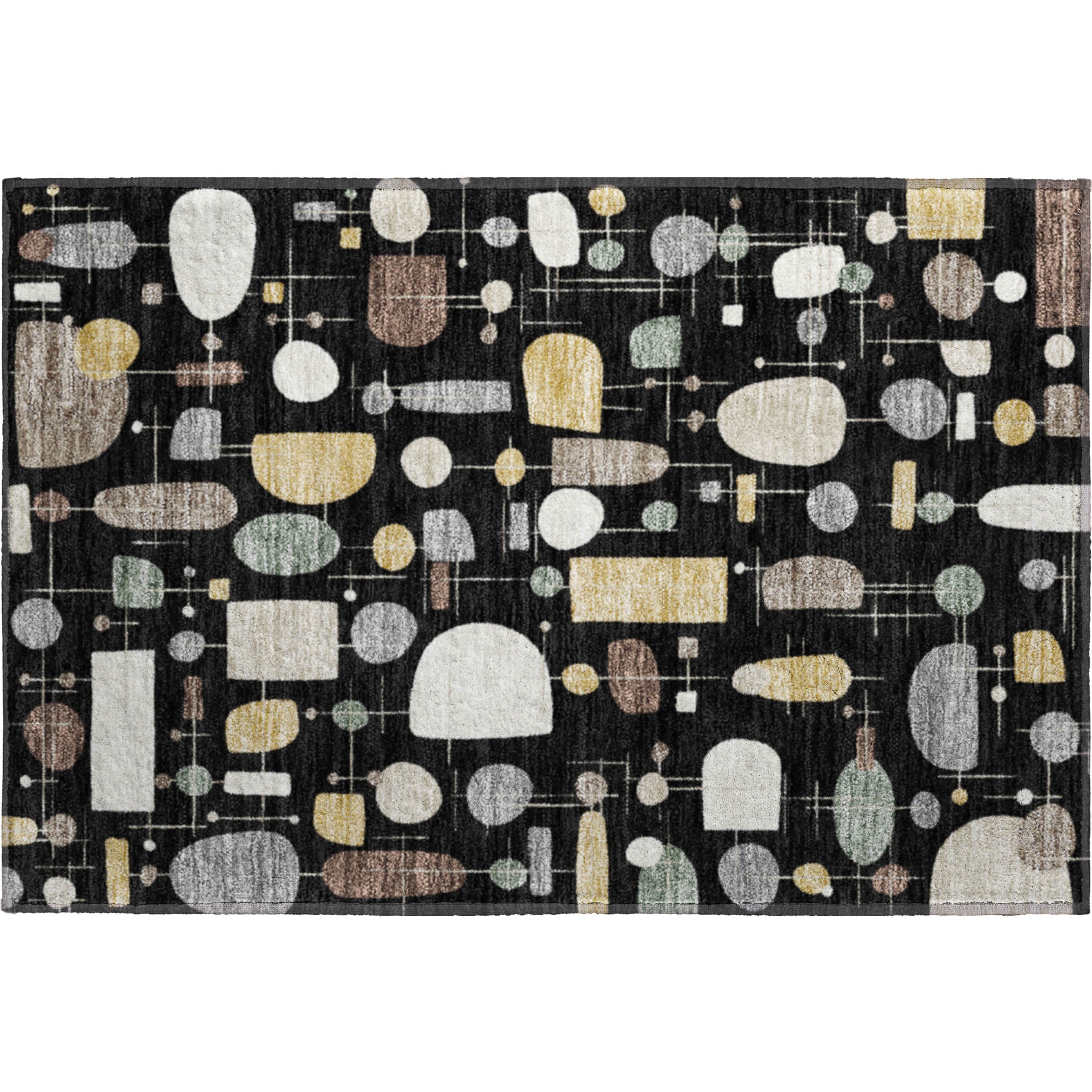 Sarajevo Machine Washable Transitional Black Rug 1'8" x 2'6" #shape_Rectangle