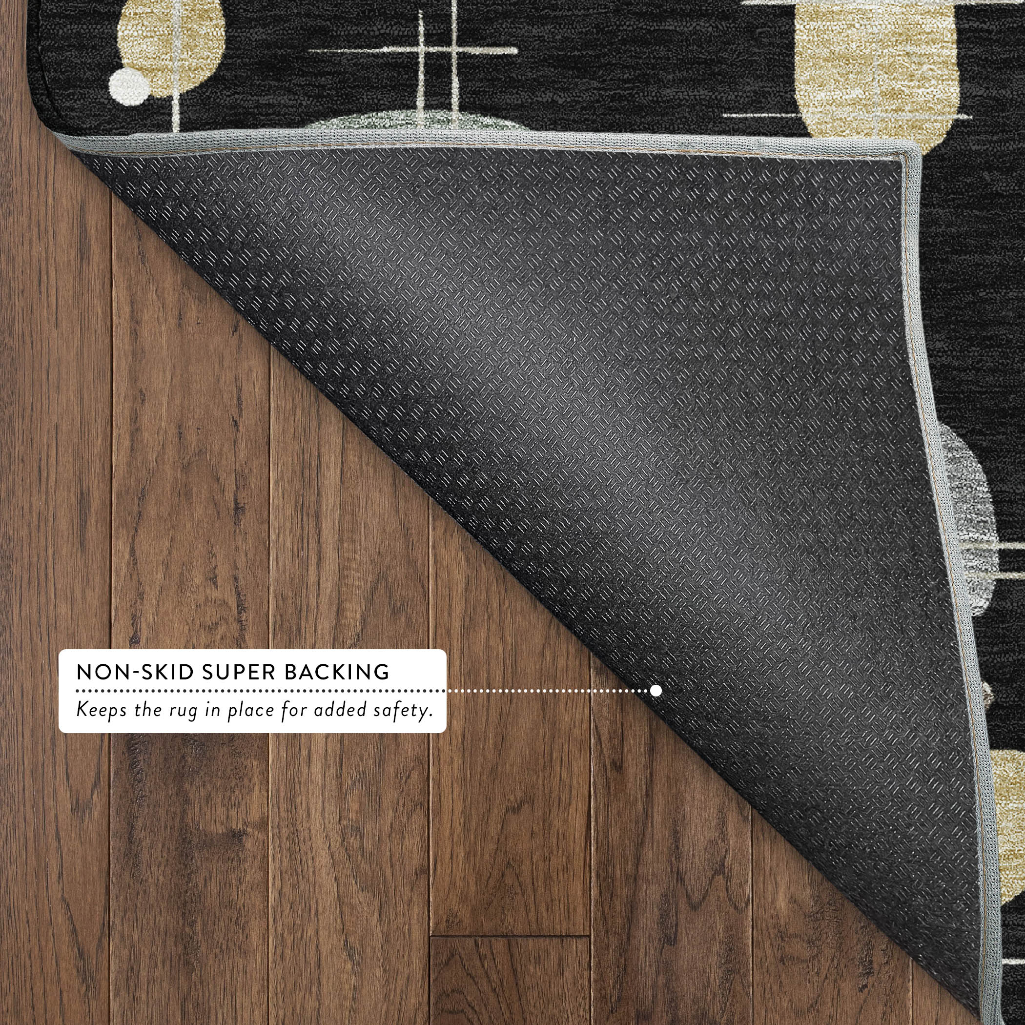 Sarajevo Machine Washable Transitional Black Rug 1'8" x 2'6" #shape_Rectangle