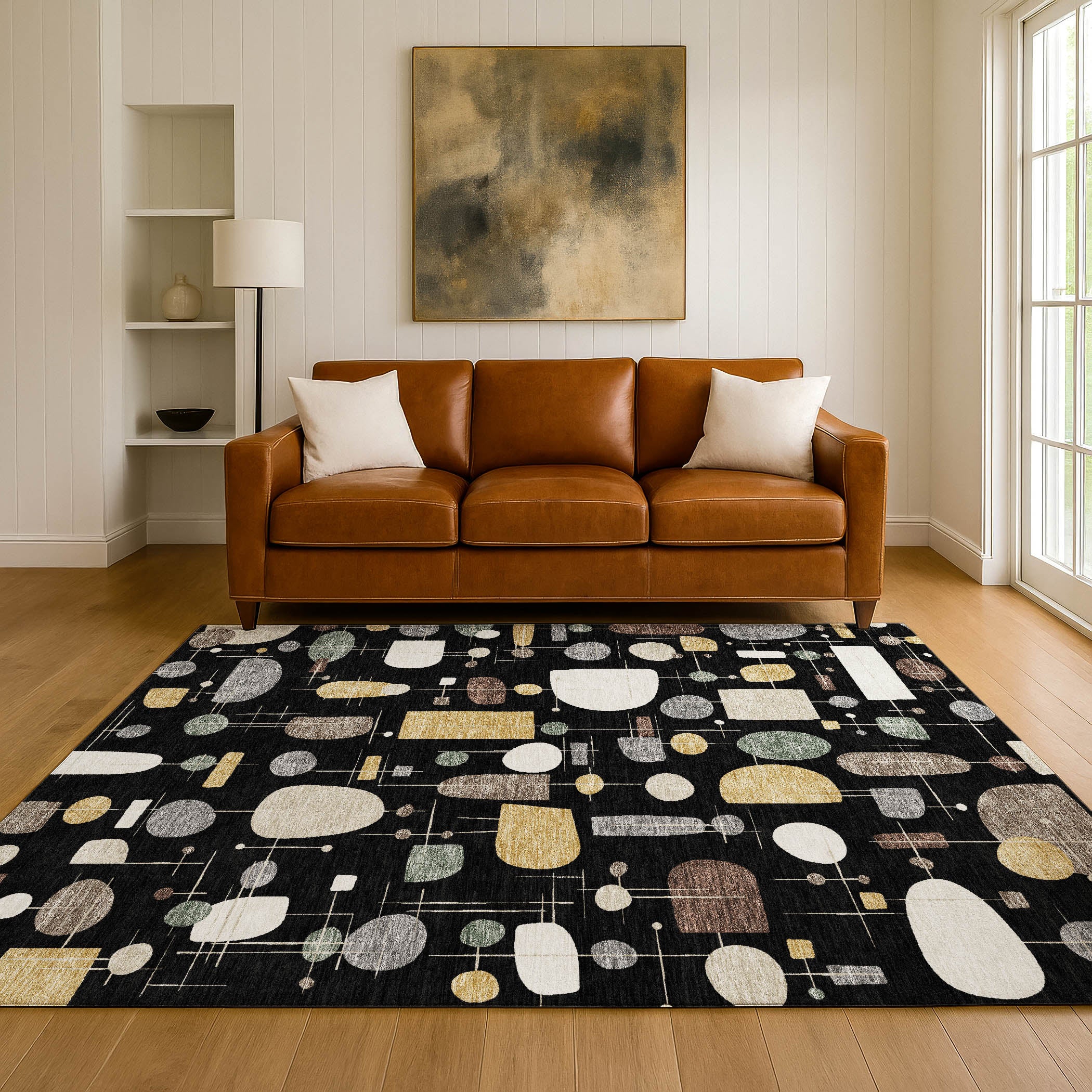 Sarajevo Machine Washable Transitional Black Rug 3' x 5' #shape_Rectangle