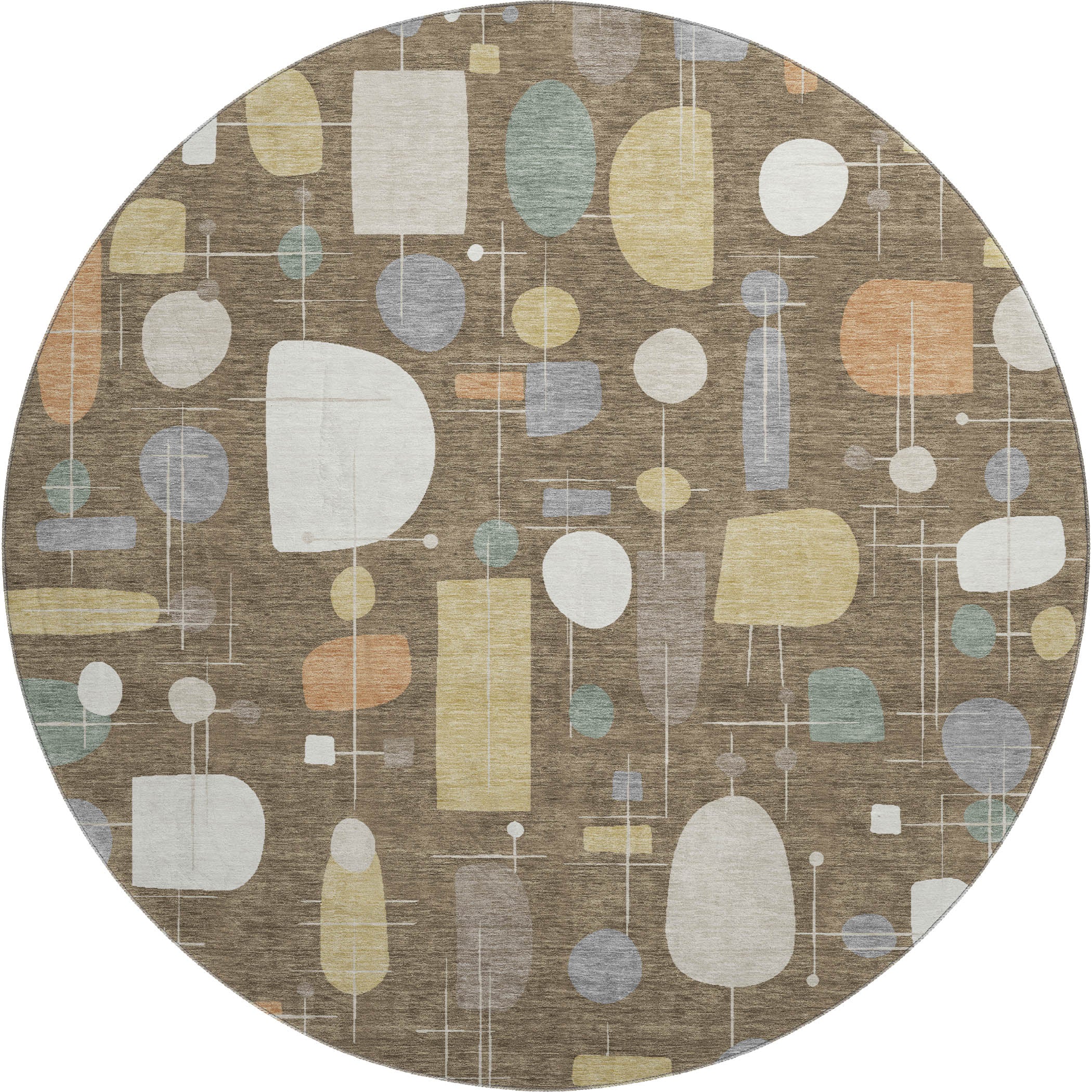 Sarajevo Machine Washable Transitional Chocolate Brown Rug 8' x 8' #shape_Round