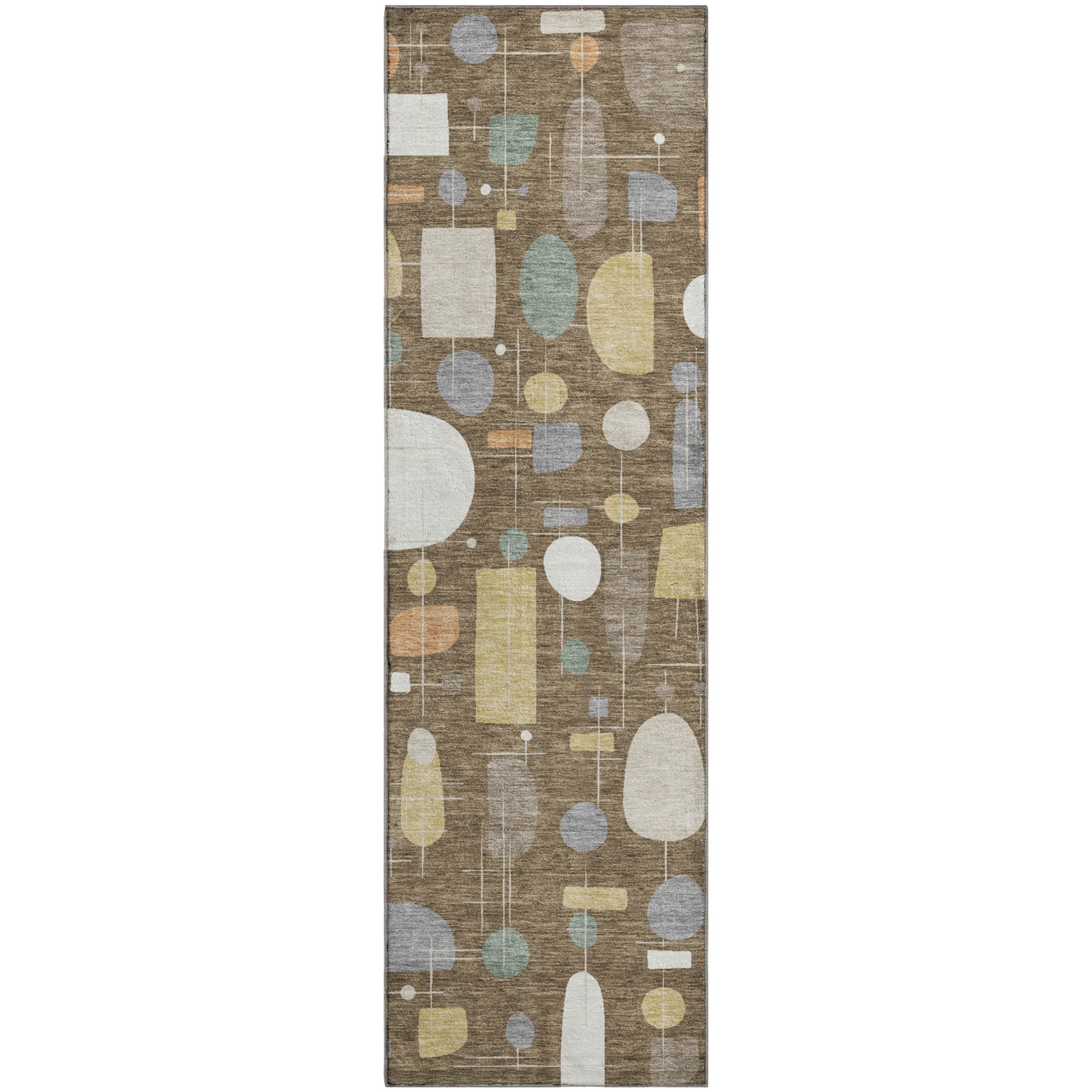 Sarajevo Machine Washable Transitional Chocolate Brown Rug 2'3" x 7'6" #shape_Runner