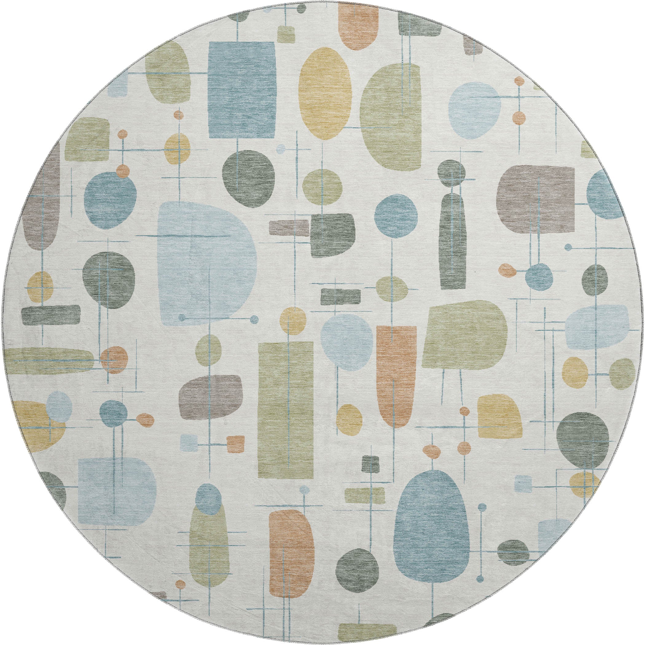 Sarajevo Machine Washable Transitional Ivory Rug 8' x 8' #shape_Round