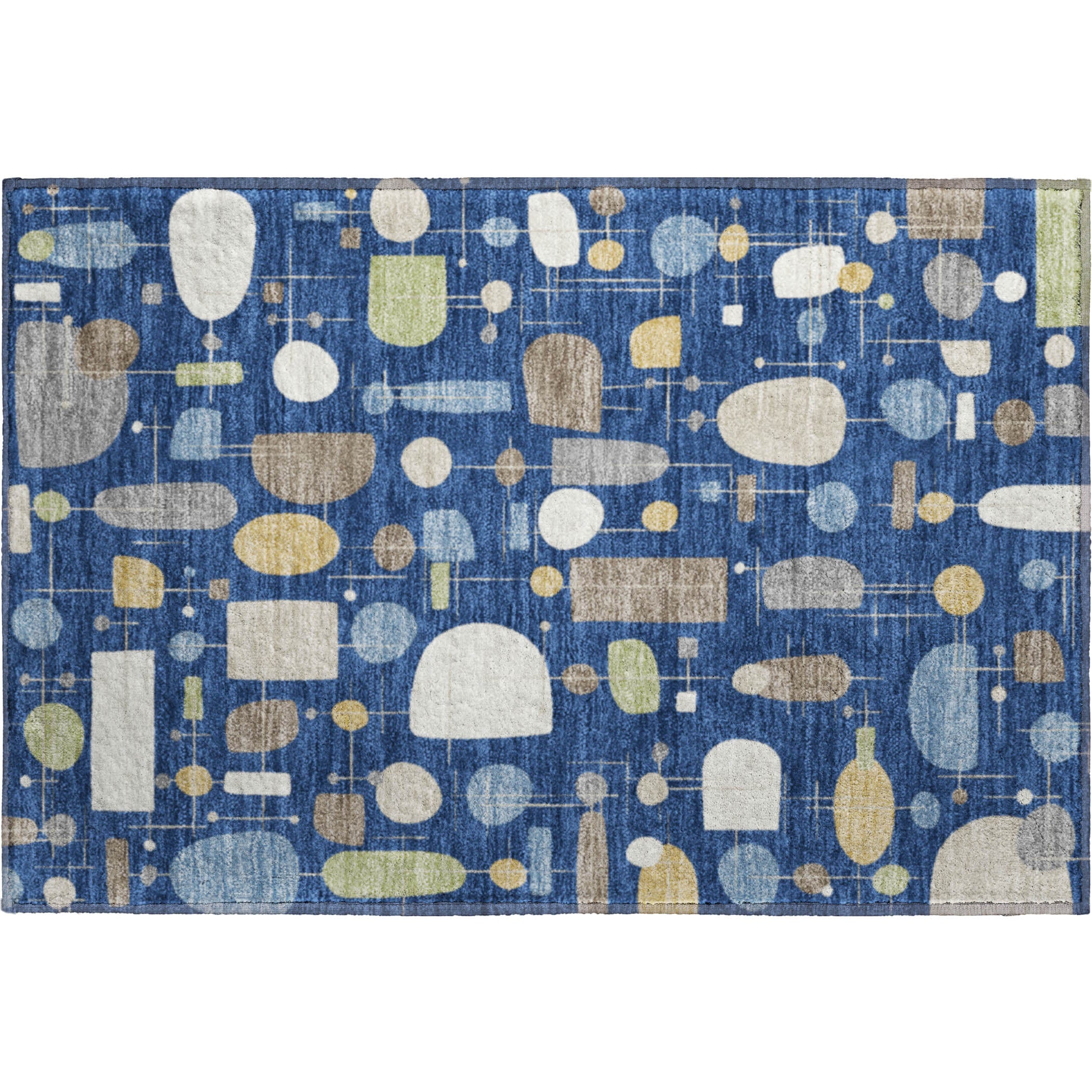 Sarajevo Machine Washable Transitional Navy Blue Rug 1'8" x 2'6" #shape_Rectangle
