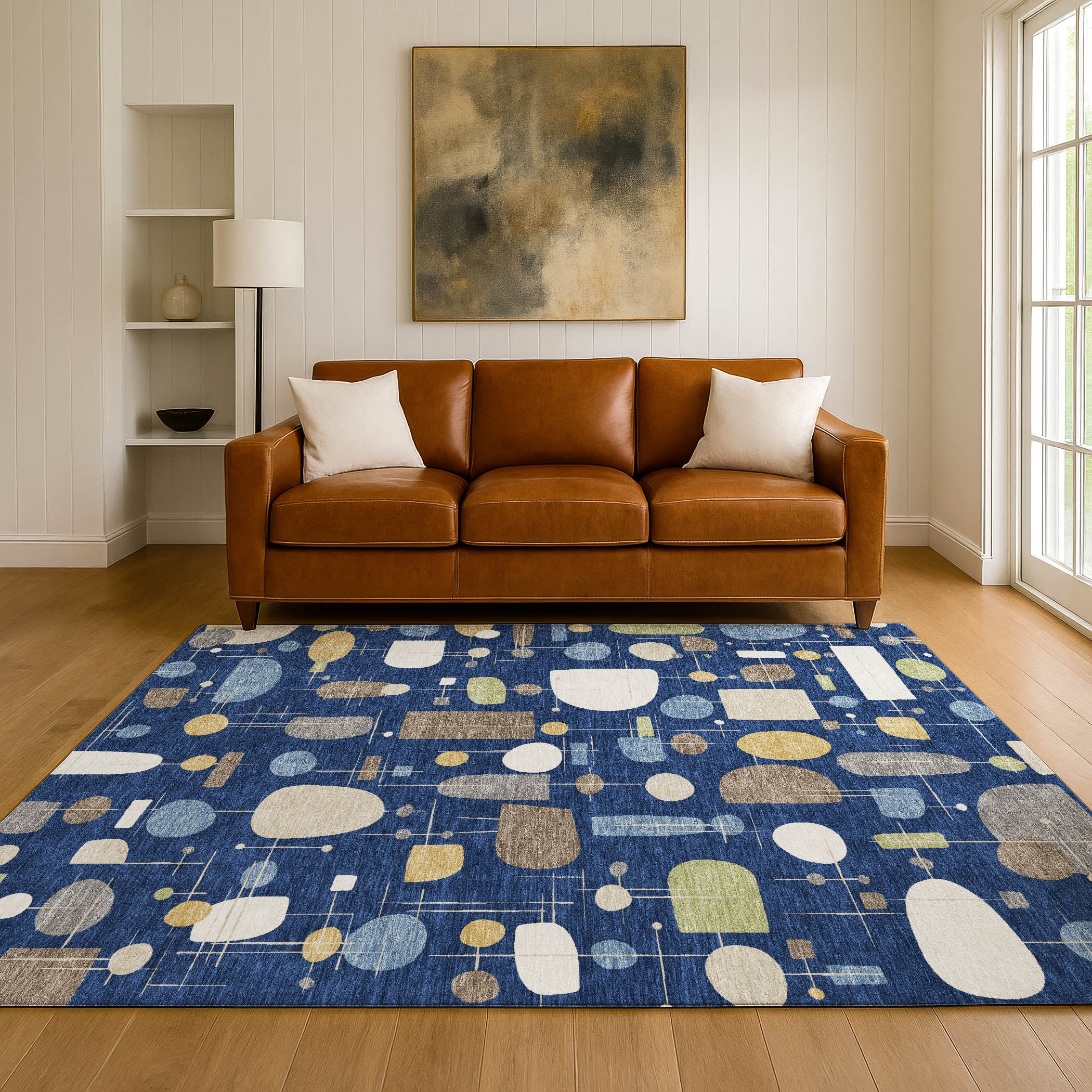 Sarajevo Machine Washable Transitional Navy Blue Rug 3' x 5' #shape_Rectangle