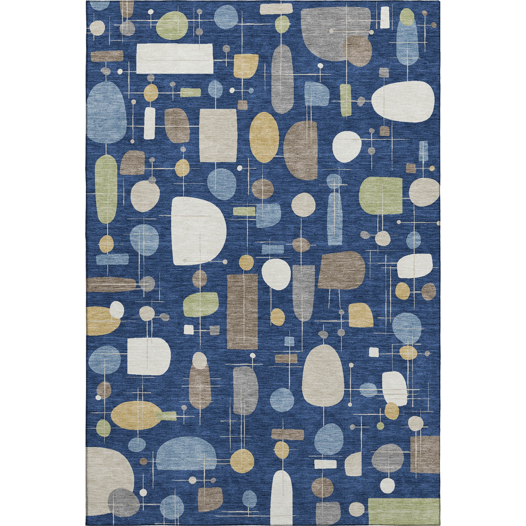 Sarajevo Machine Washable Transitional Navy Blue Rug 3' x 5' #shape_Rectangle
