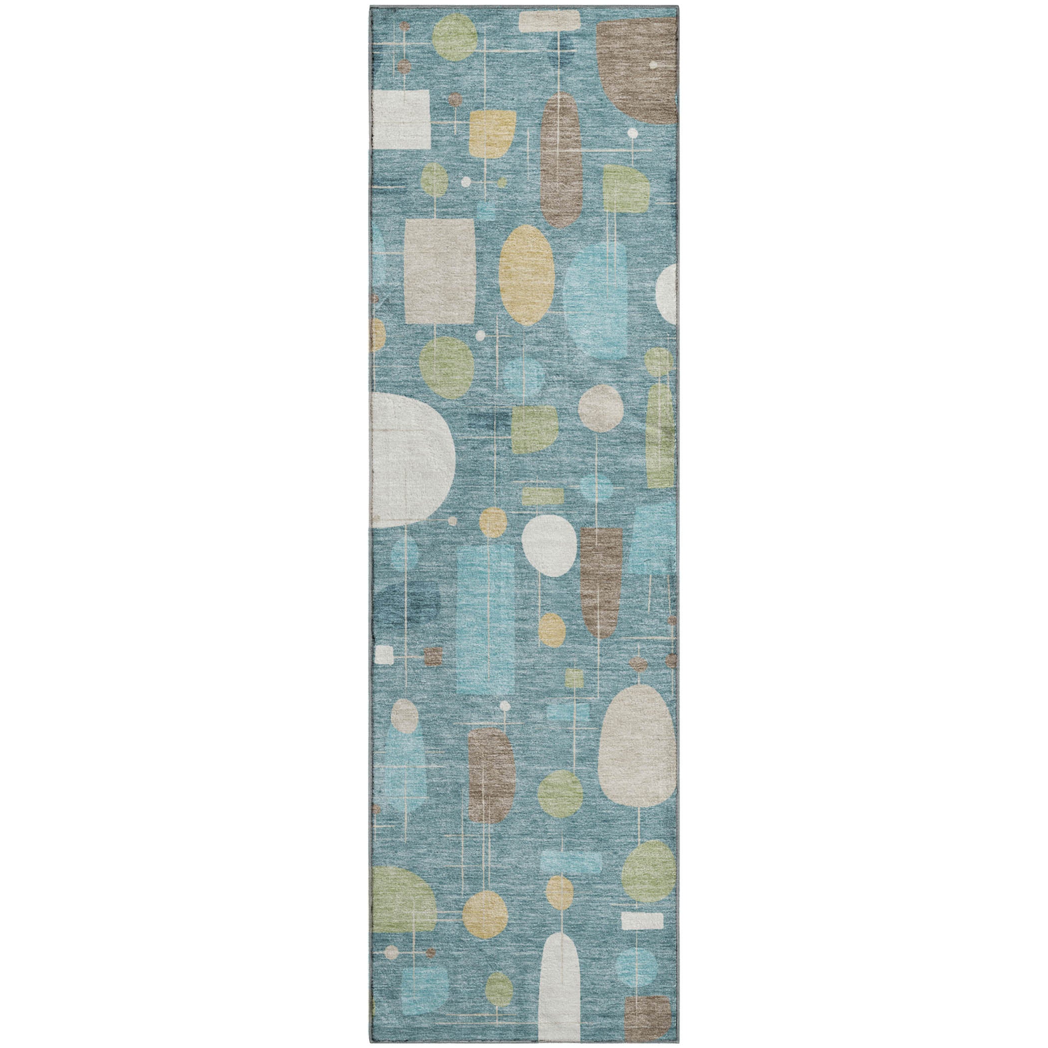 Sarajevo Machine Washable Transitional Teal Rug 2'3" x 7'6" #shape_Runner