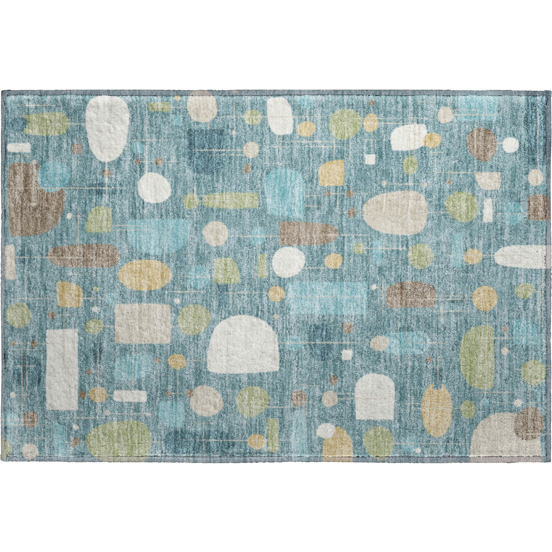 Sarajevo Machine Washable Transitional Teal Rug 1'8" x 2'6" #shape_Rectangle