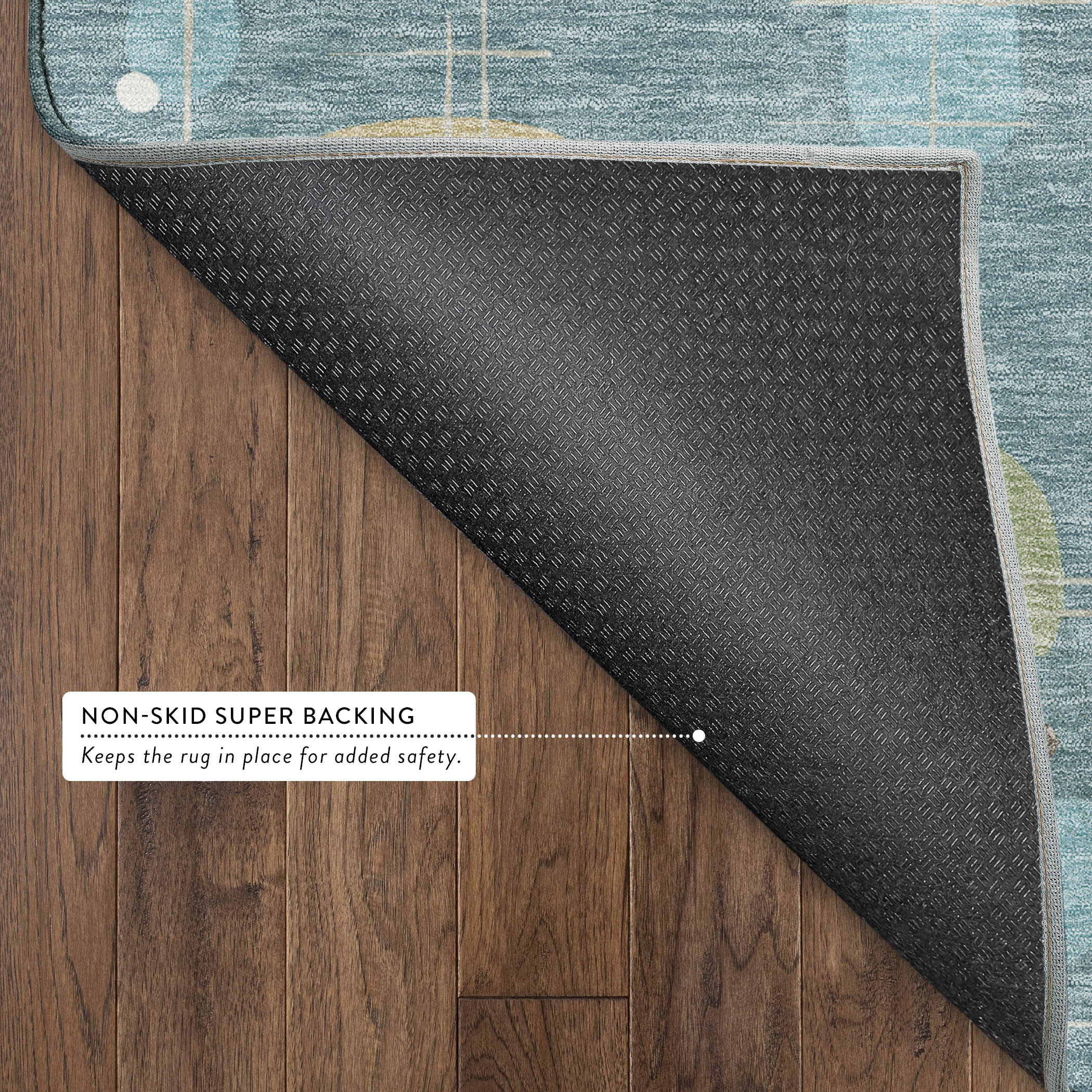 Sarajevo Machine Washable Transitional Teal Rug 1'8" x 2'6" #shape_Rectangle
