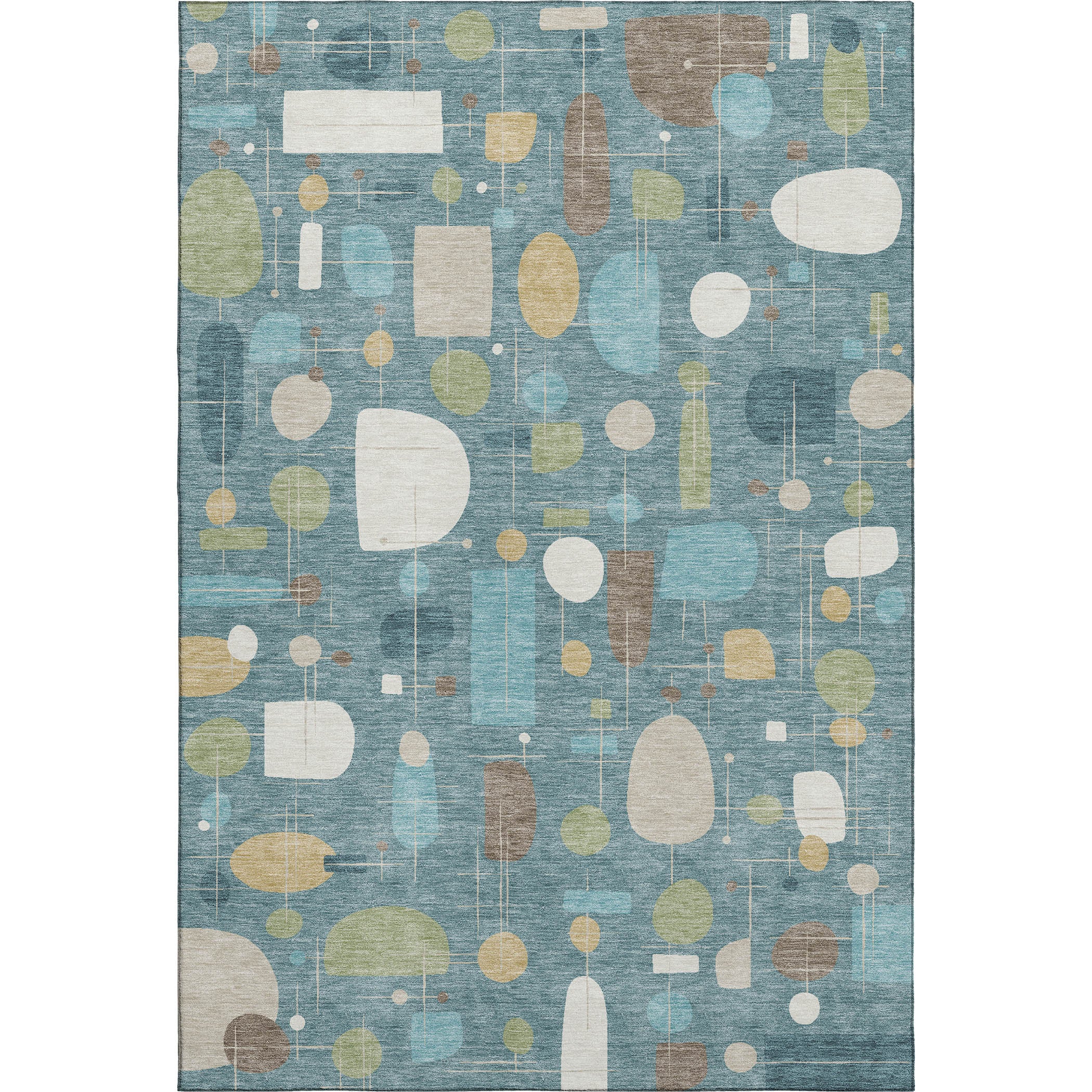 Sarajevo Machine Washable Transitional Teal Rug 3' x 5' #shape_Rectangle