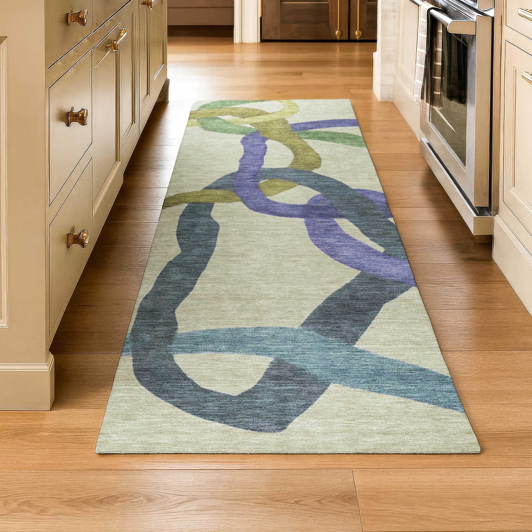 Queenstown Machine Washable Transitional Aloe Green Rug 2'3" x 7'6" #shape_Runner