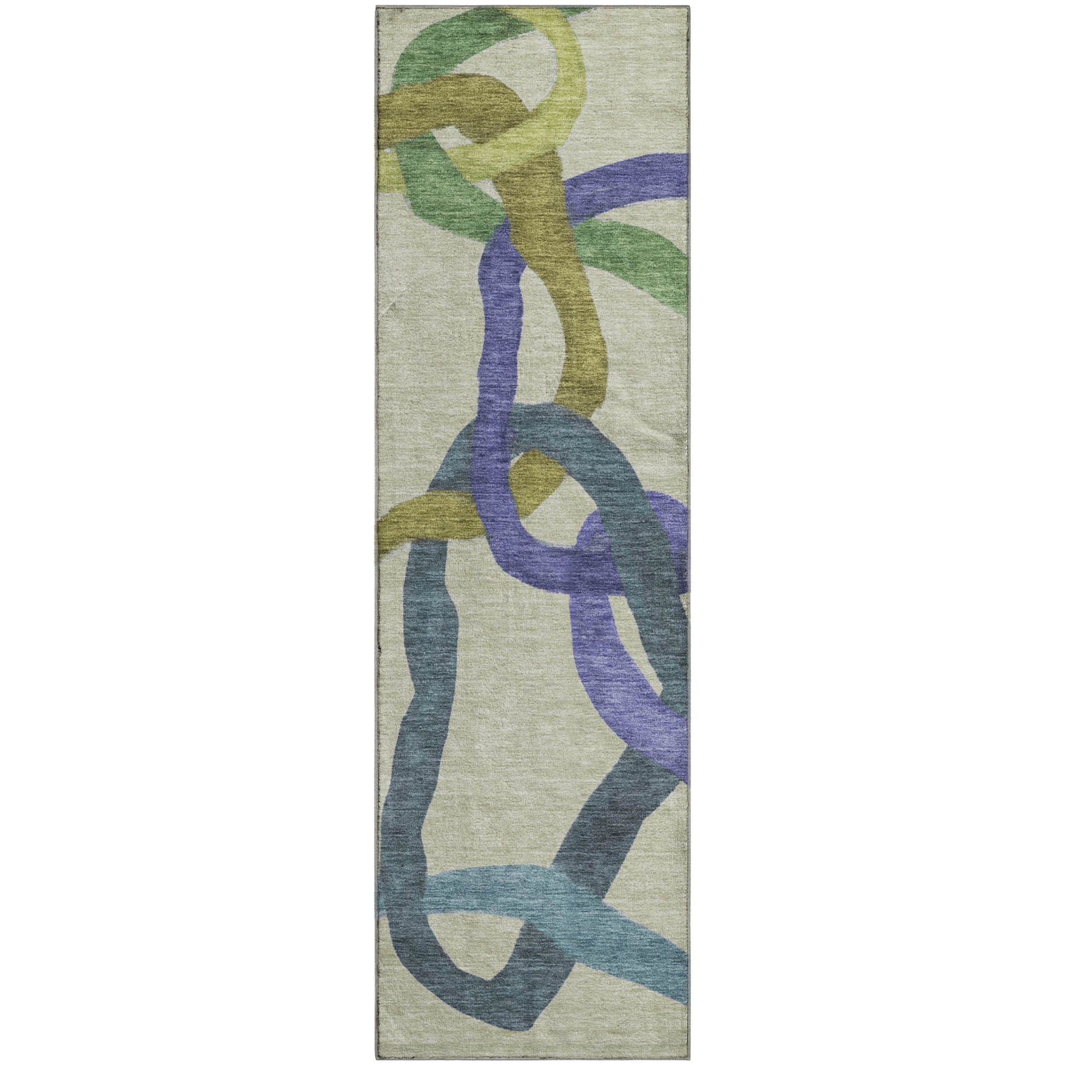 Queenstown Machine Washable Transitional Aloe Green Rug 2'3" x 7'6" #shape_Runner