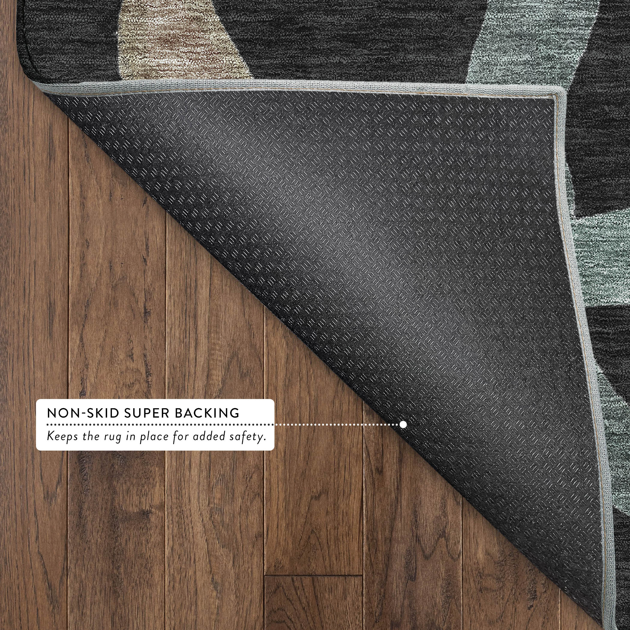 Queenstown Machine Washable Transitional Black Rug 1'8" x 2'6" #shape_Rectangle