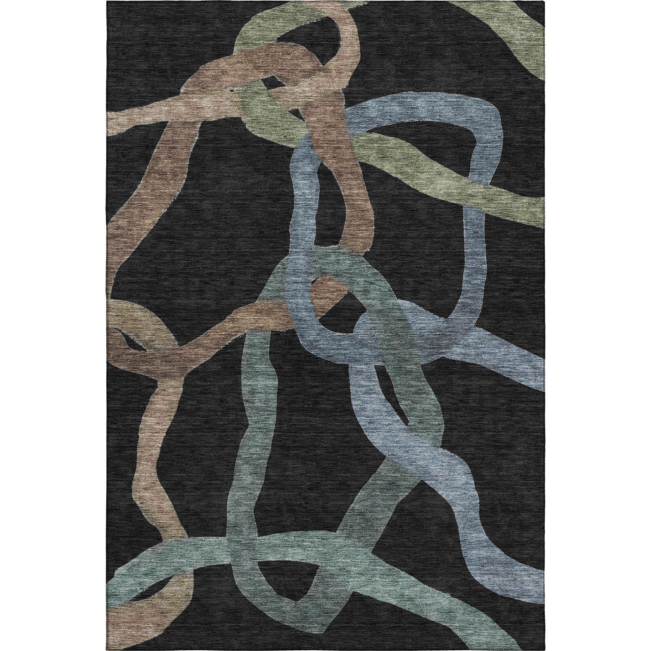 Queenstown Machine Washable Transitional Black Rug 3' x 5' #shape_Rectangle