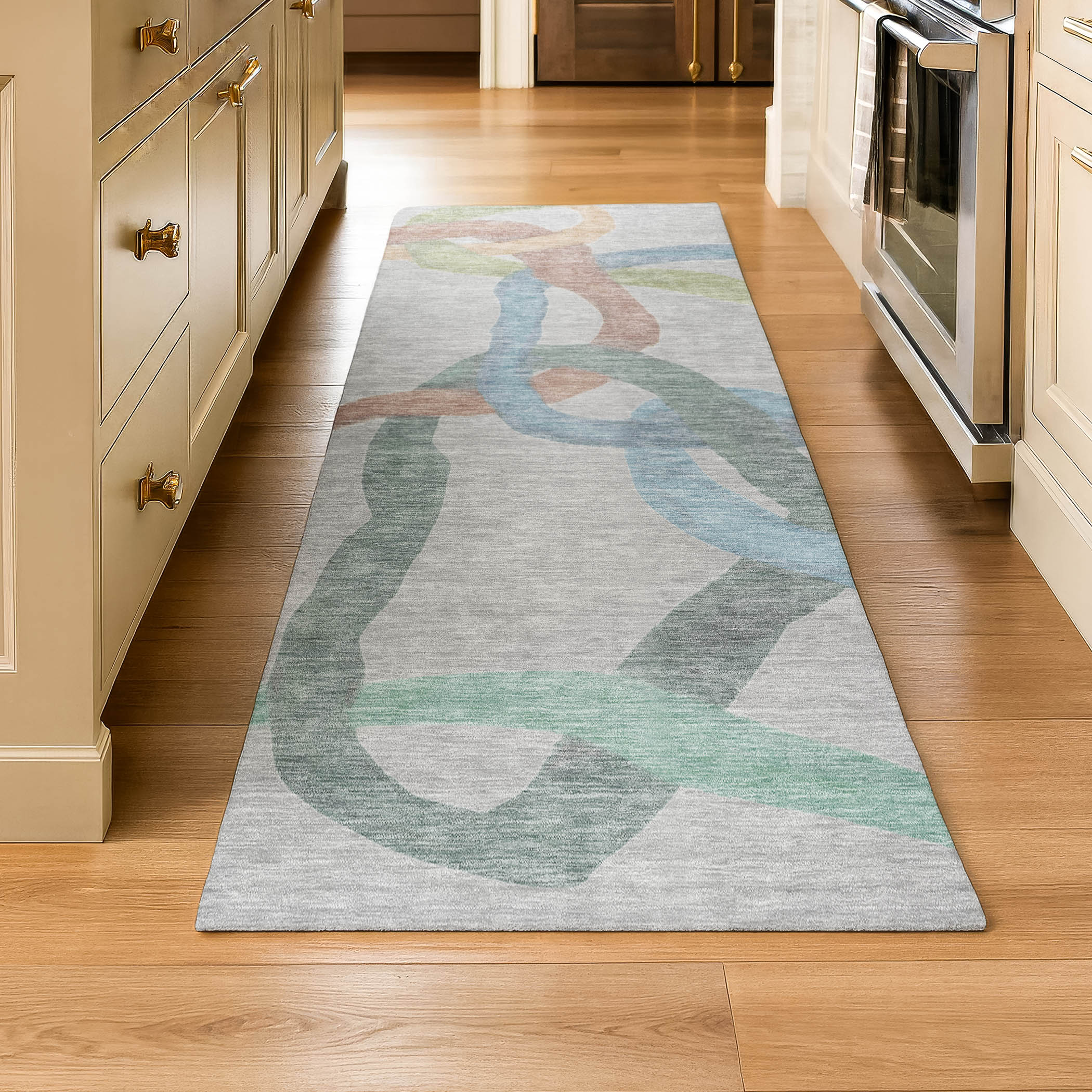 Queenstown Machine Washable Transitional Gray Rug 2'3" x 7'6" #shape_Runner