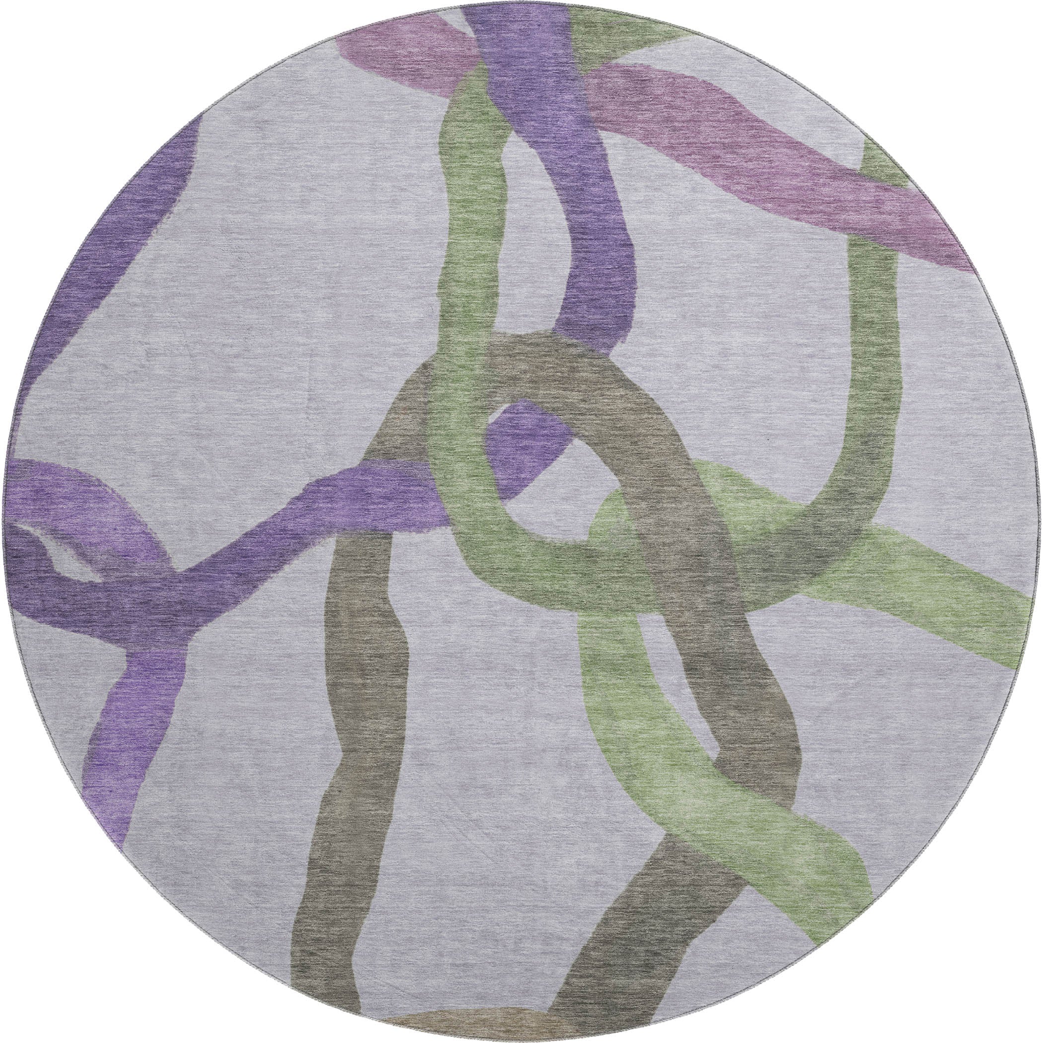 Queenstown Machine Washable Transitional Lavender Purple Rug 8' x 8' #shape_Round