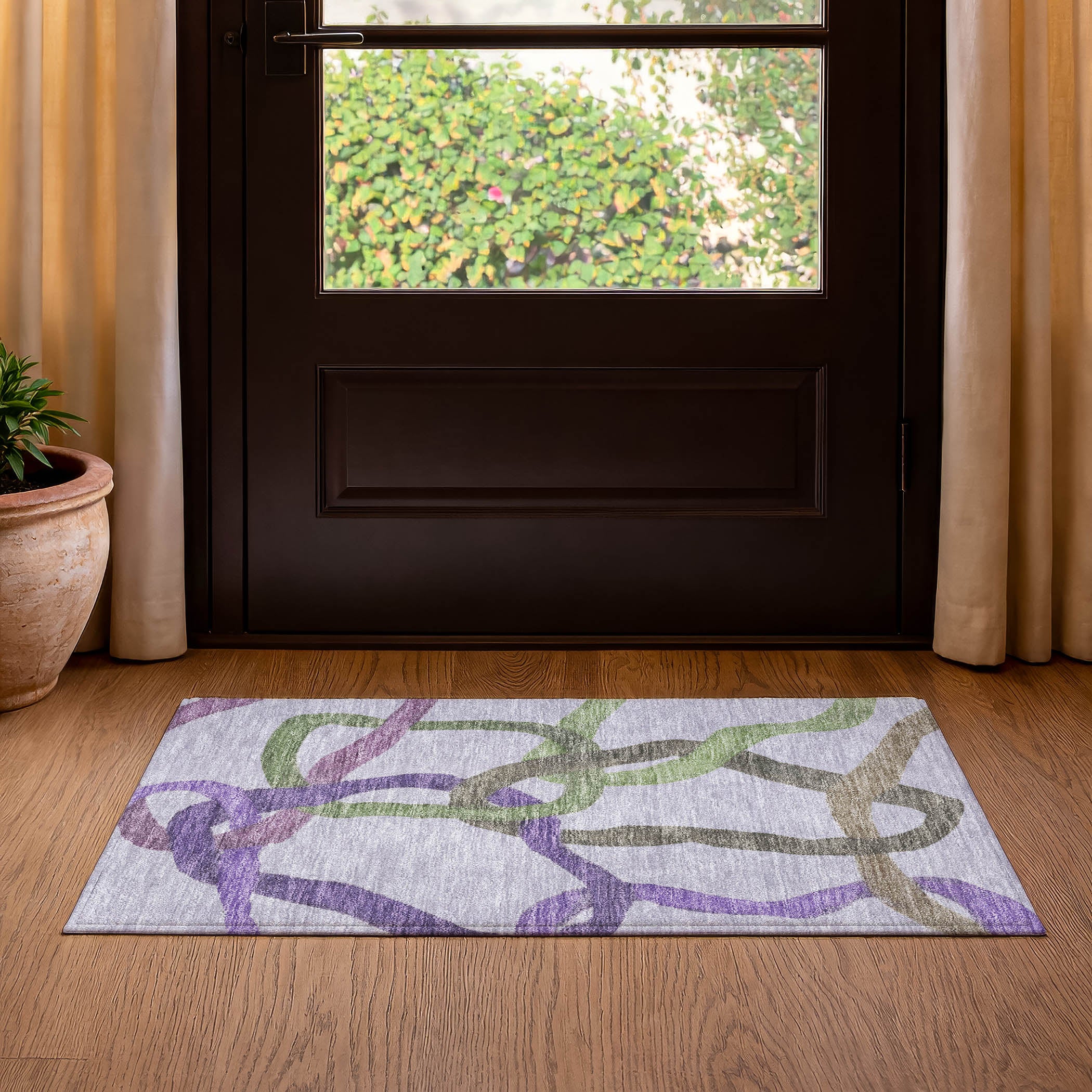 Queenstown Machine Washable Transitional Lavender Purple Rug 1'8" x 2'6" #shape_Rectangle