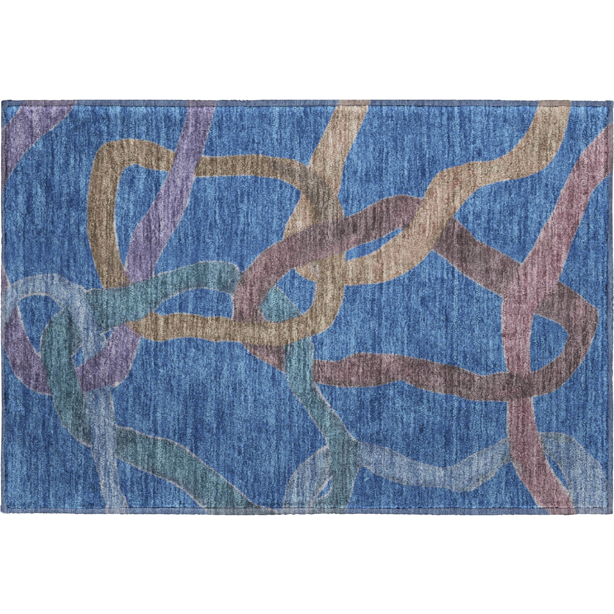 Queenstown Machine Washable Transitional Navy Blue Rug 1'8" x 2'6" #shape_Rectangle