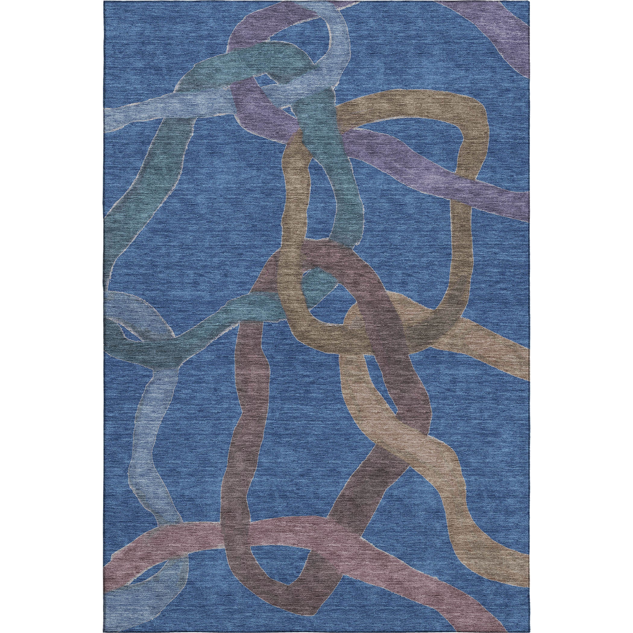 Queenstown Machine Washable Transitional Navy Blue Rug 3' x 5' #shape_Rectangle