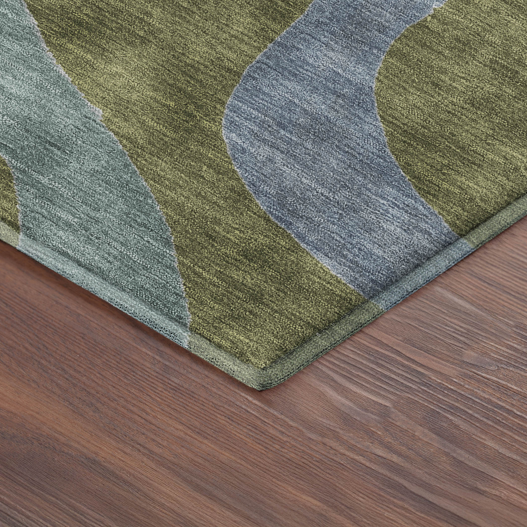 Queenstown Machine Washable Transitional Olive Green Rug 1'8" x 2'6" #shape_Rectangle