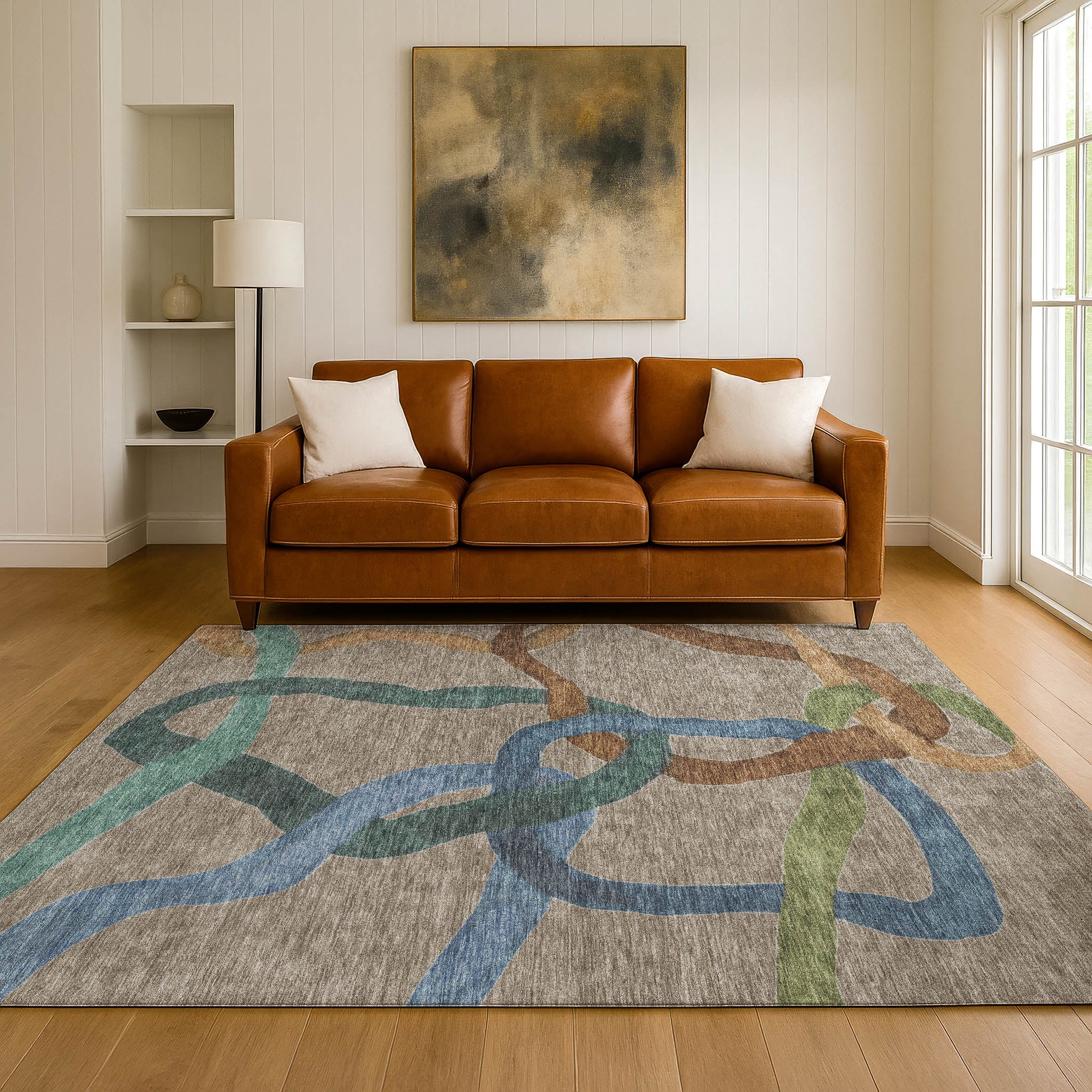 Queenstown Machine Washable Transitional Taupe Brown Rug 3' x 5' #shape_Rectangle