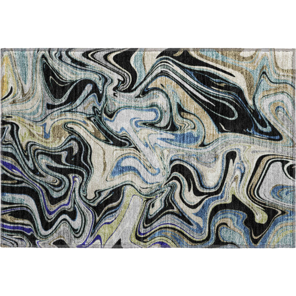 Budapest Machine Washable Transitional Black Rug 1'8" x 2'6"