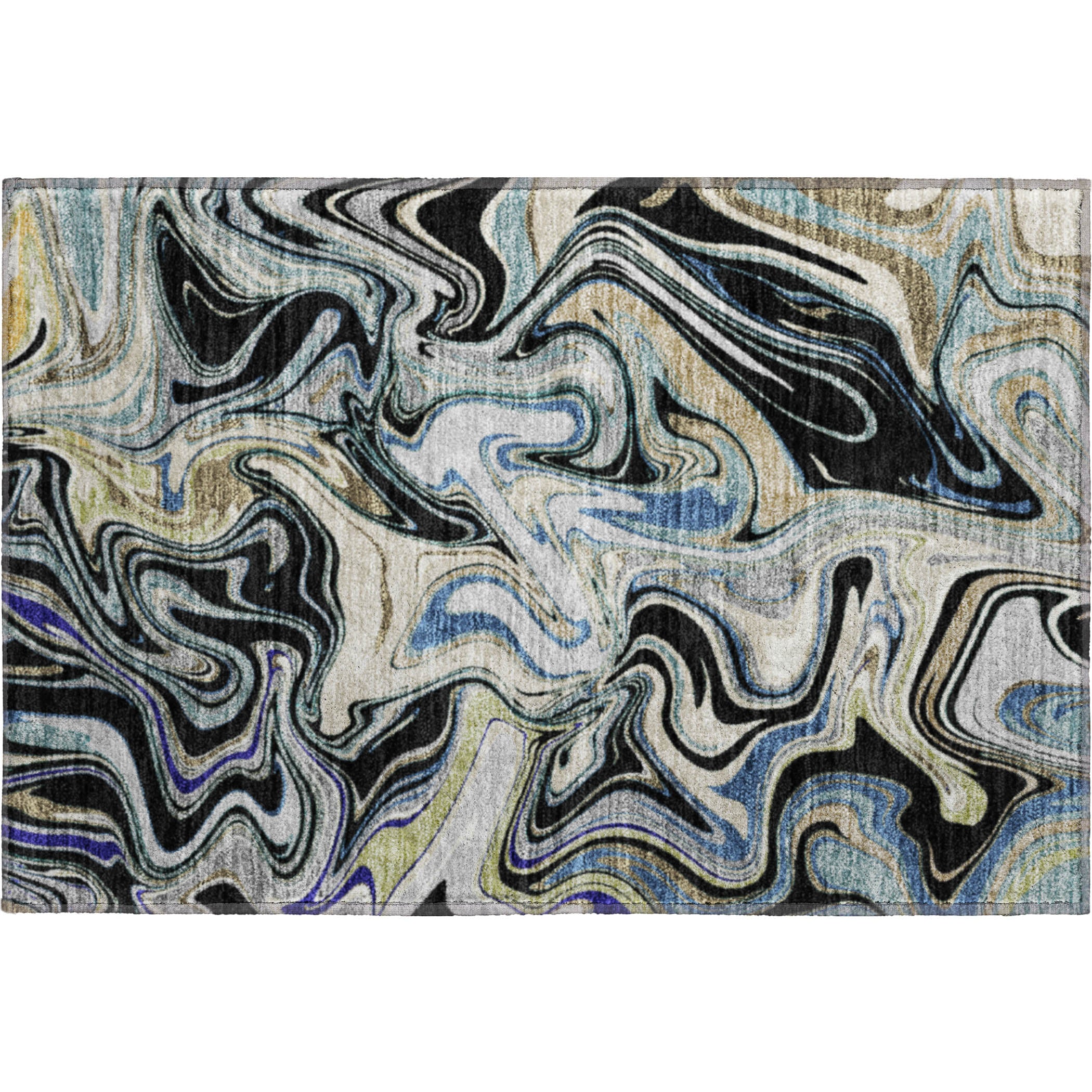 Budapest Machine Washable Transitional Black Rug 1'8" x 2'6" #shape_Rectangle