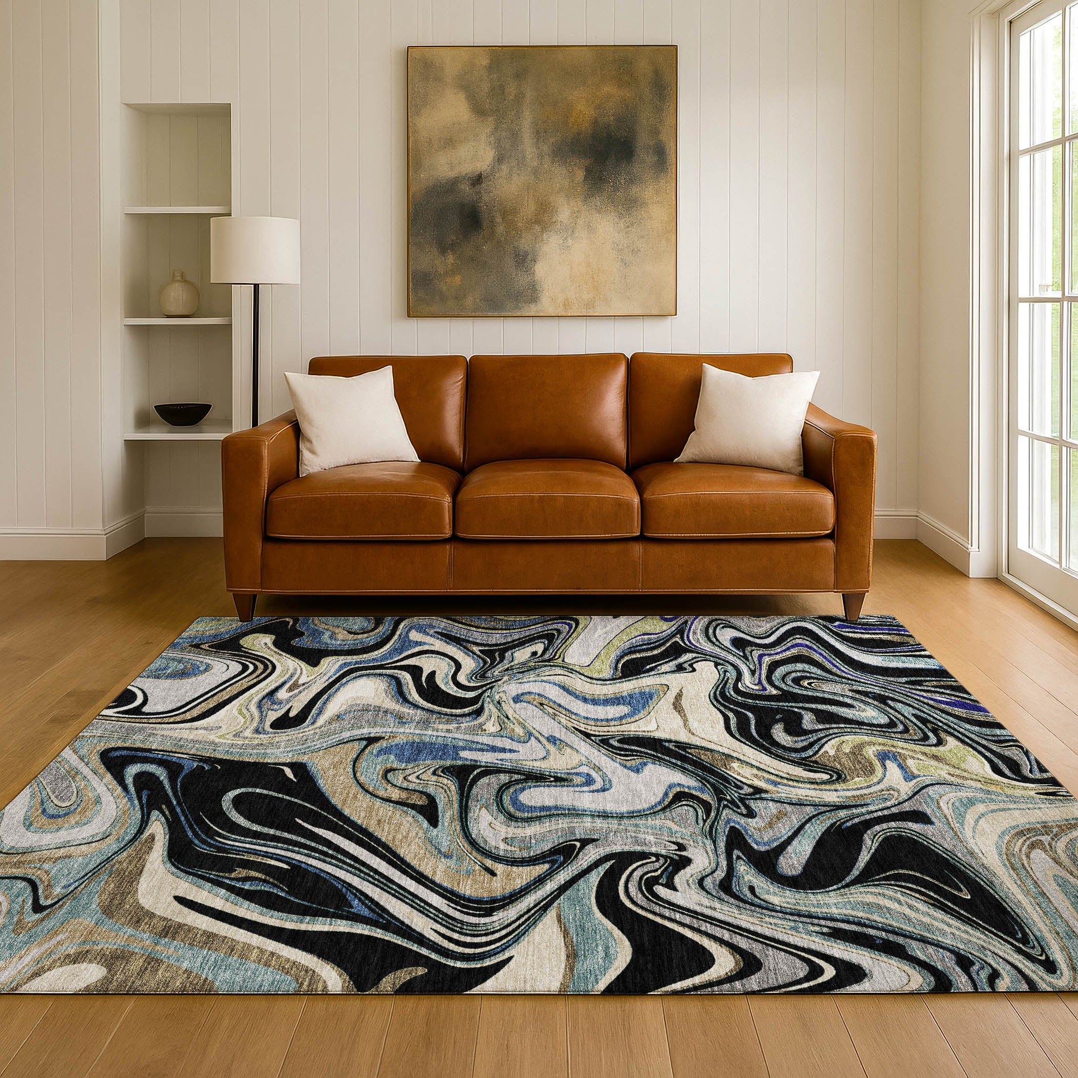 Budapest Machine Washable Transitional Black Rug 3' x 5' #shape_Rectangle