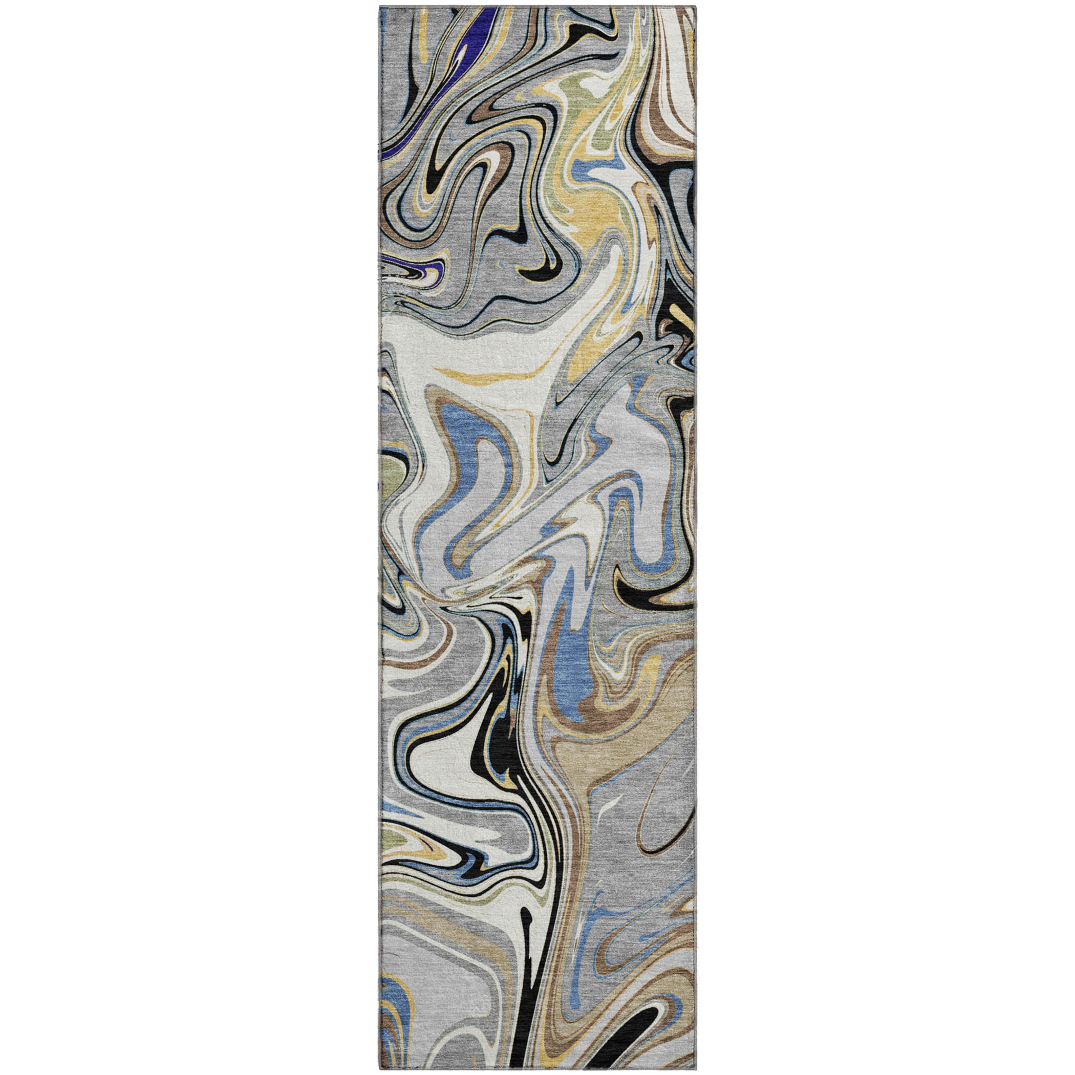 Budapest Machine Washable Transitional Gray Rug 2'3" x 7'6" #shape_Runner