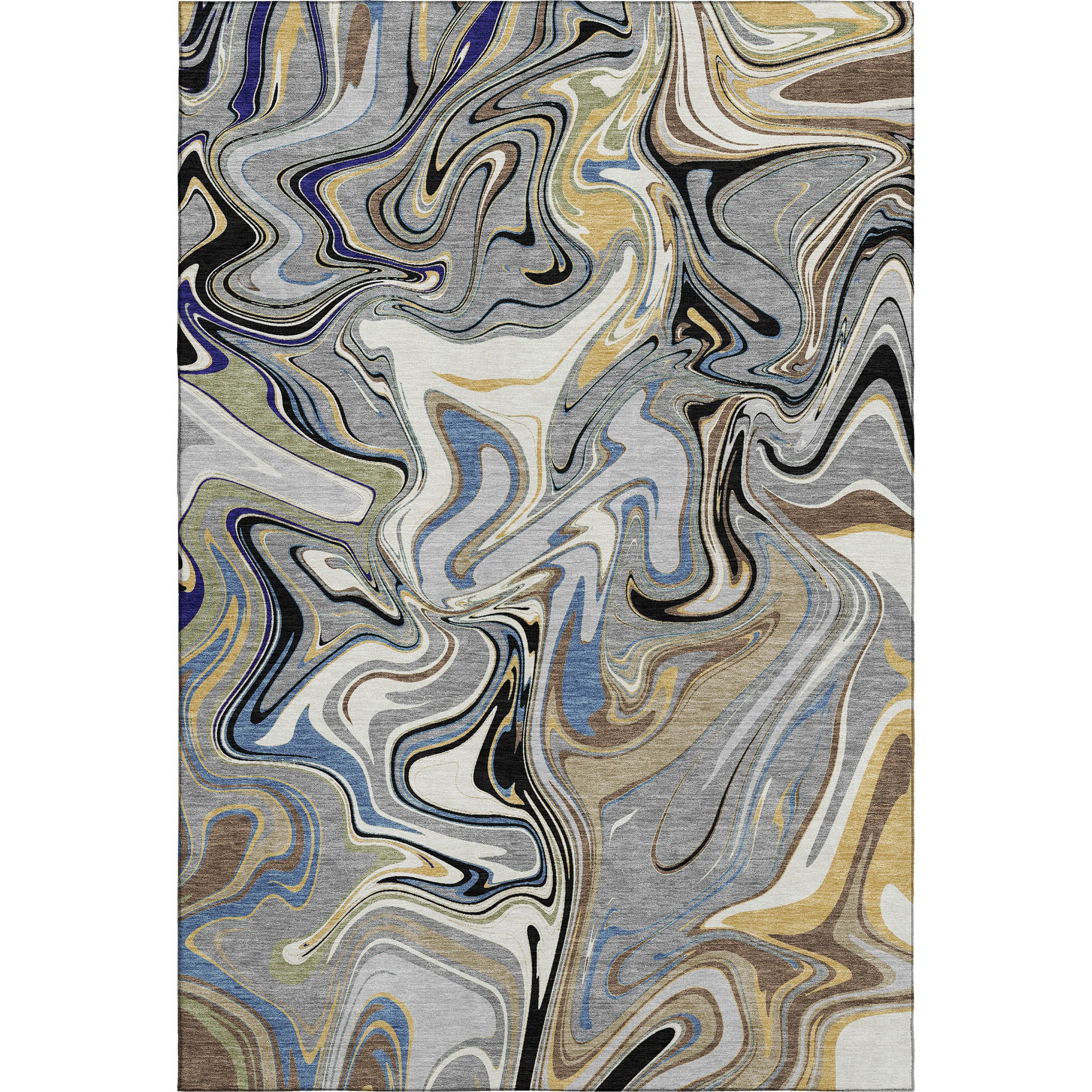 Budapest Machine Washable Transitional Gray Rug 3' x 5' #shape_Rectangle