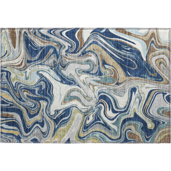 Budapest Machine Washable Transitional Navy Blue Rug 1'8" x 2'6"