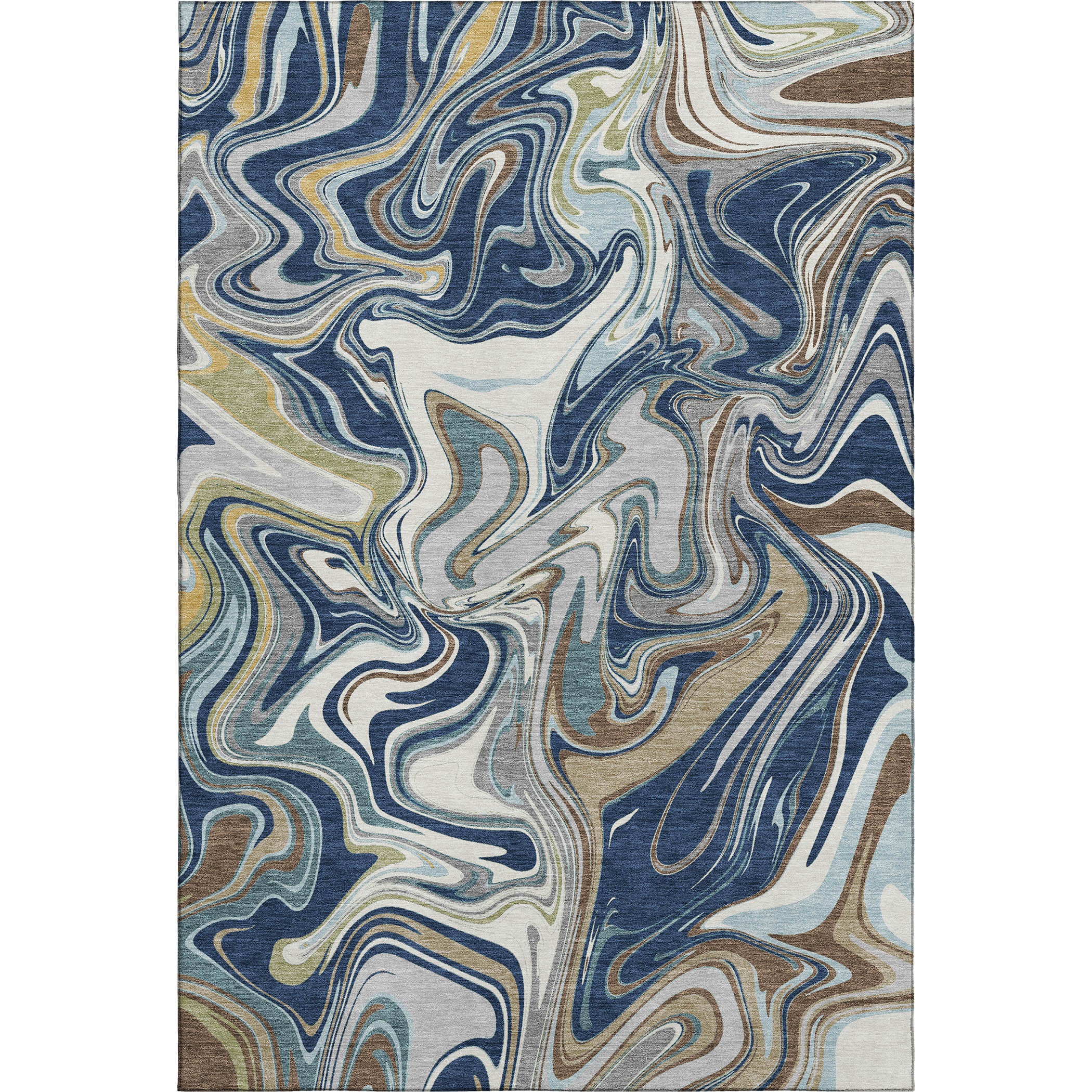 Budapest Machine Washable Transitional Navy Blue Rug 3' x 5' #shape_Rectangle