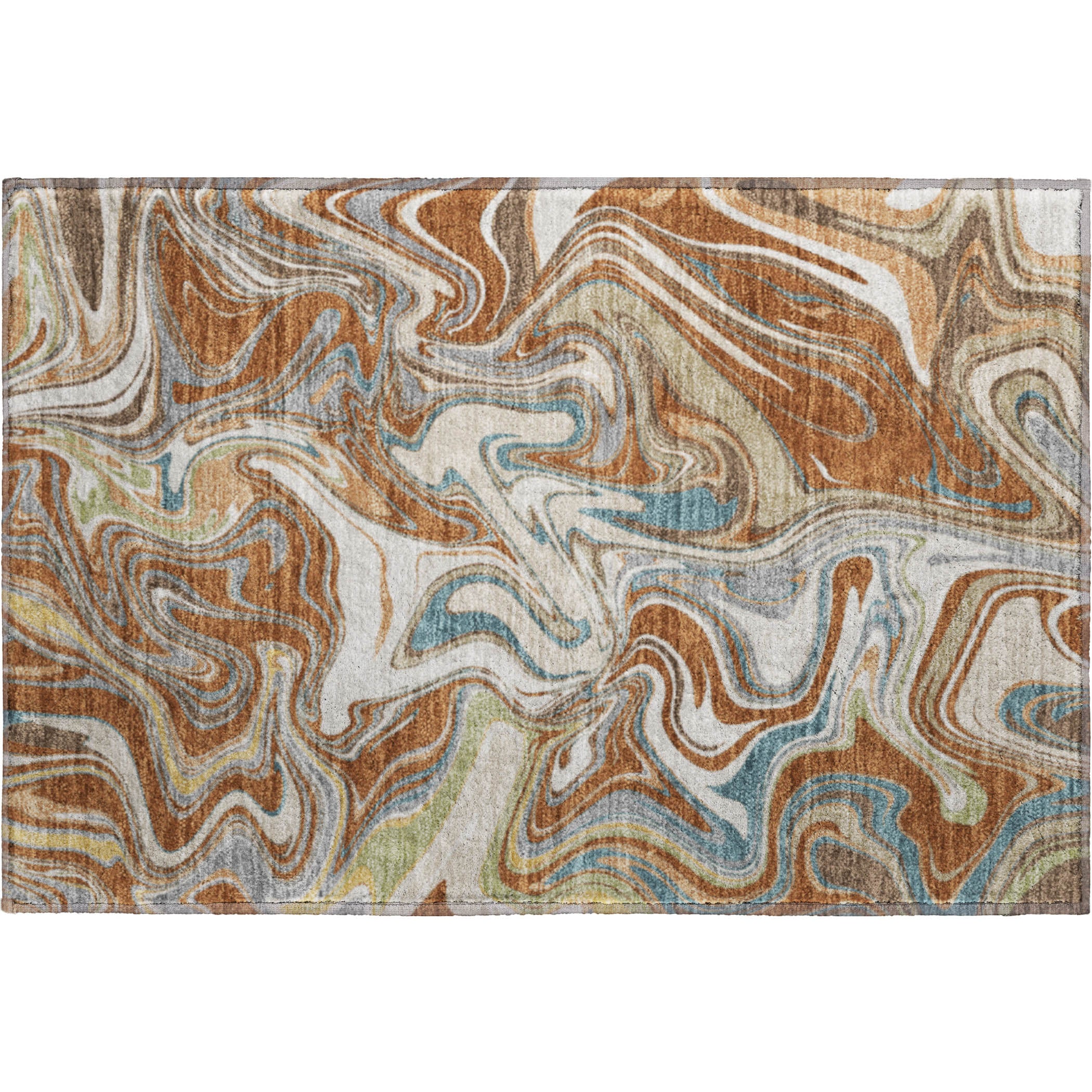 Budapest Machine Washable Transitional Paprika Orange Rug 1'8" x 2'6" #shape_Rectangle
